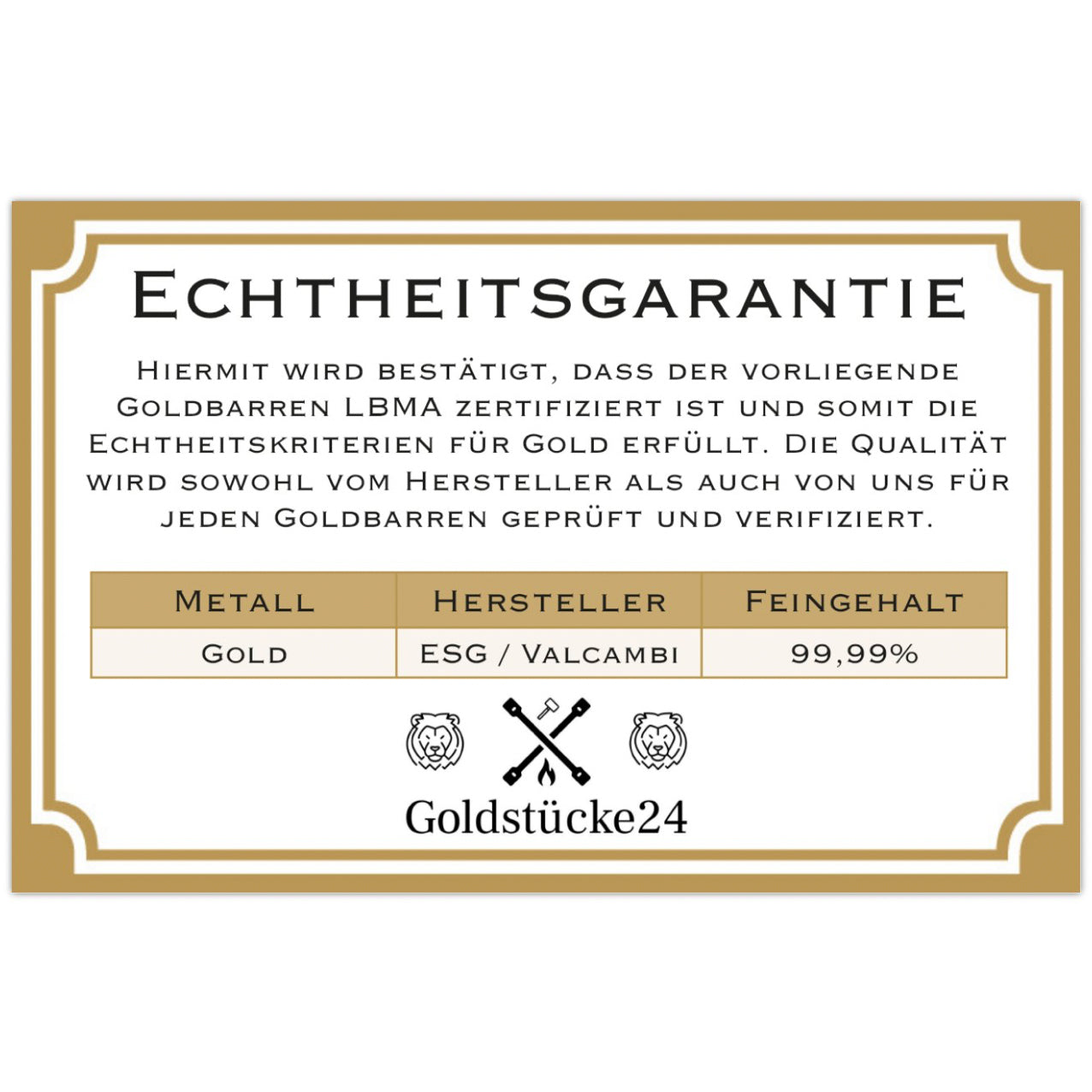 Goldbarren im edlen Echtholz-Etui / Grußkarte mit Wunschtext