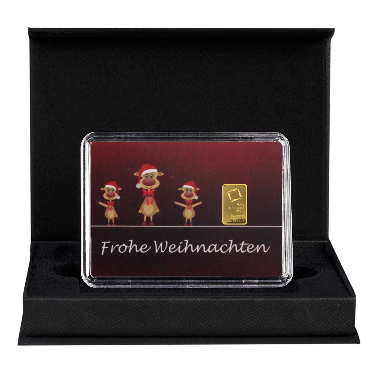 Frohe Weihnachten Rentiere für Kinder Goldbarren Feingold