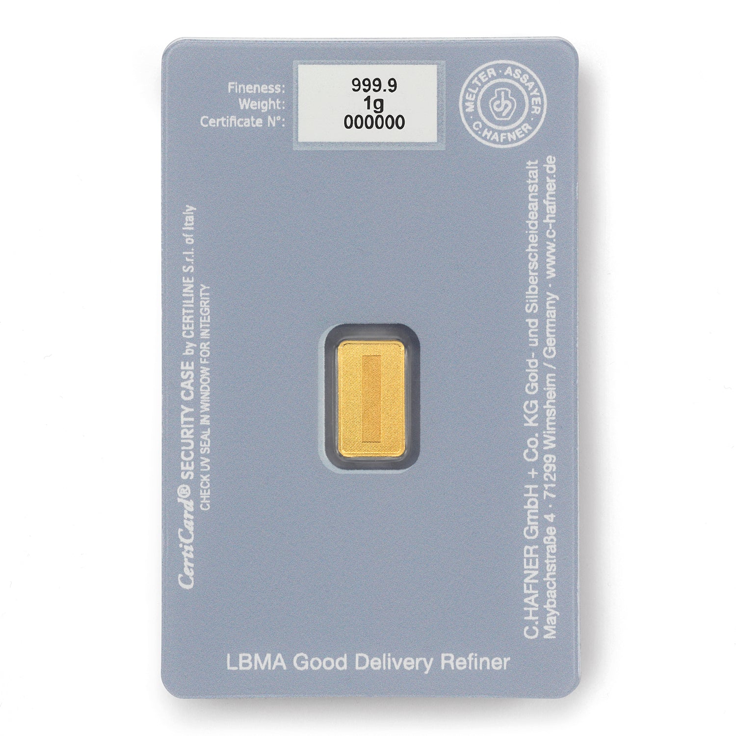 1g Goldbarren von C.Hafner im Blister mit „FOR YOU“-Design – edles Geschenk aus Feingold für besondere Anlässe.