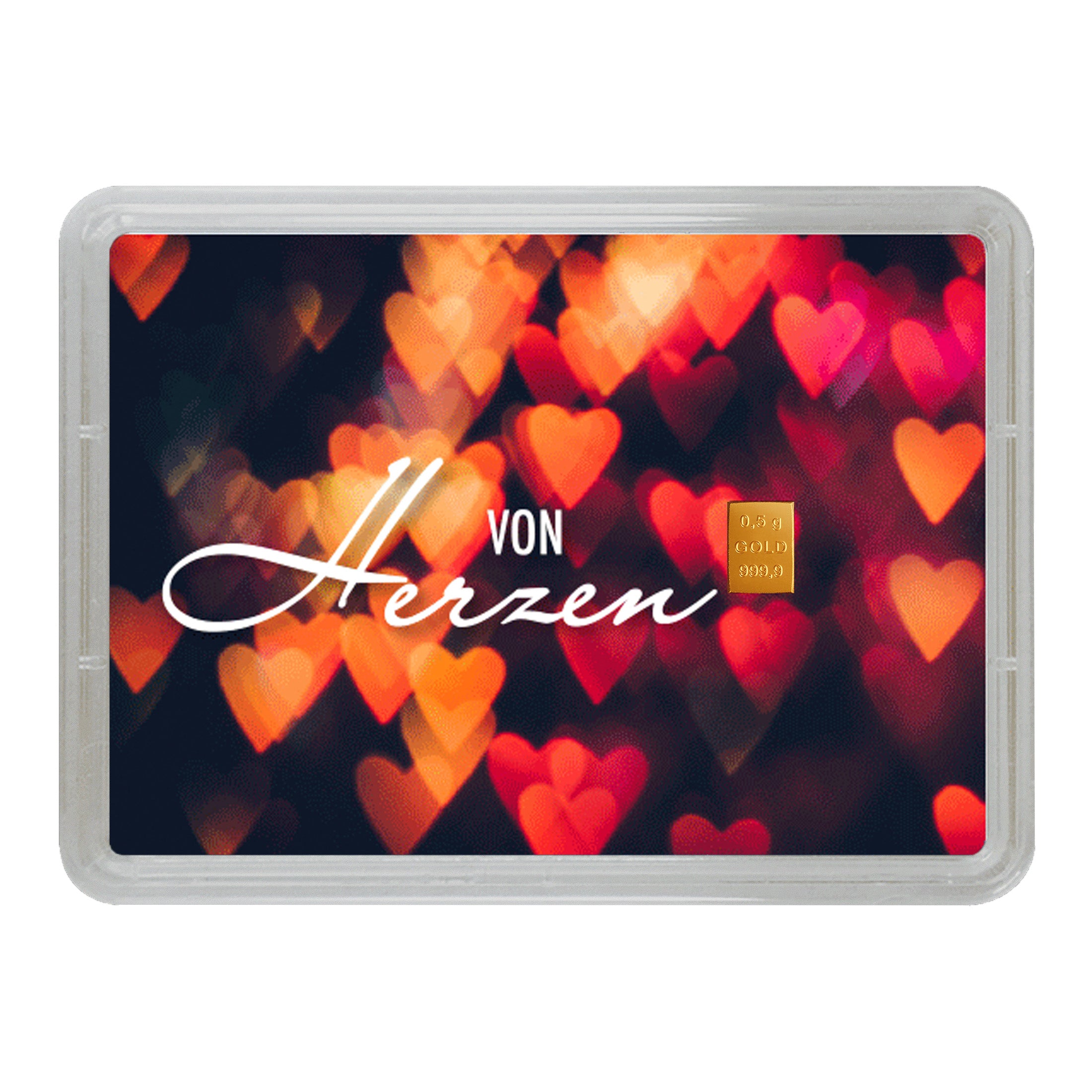 Goldbarren 0,5 Gramm Liebe und Herzen Goldgeschenk Valentinstag