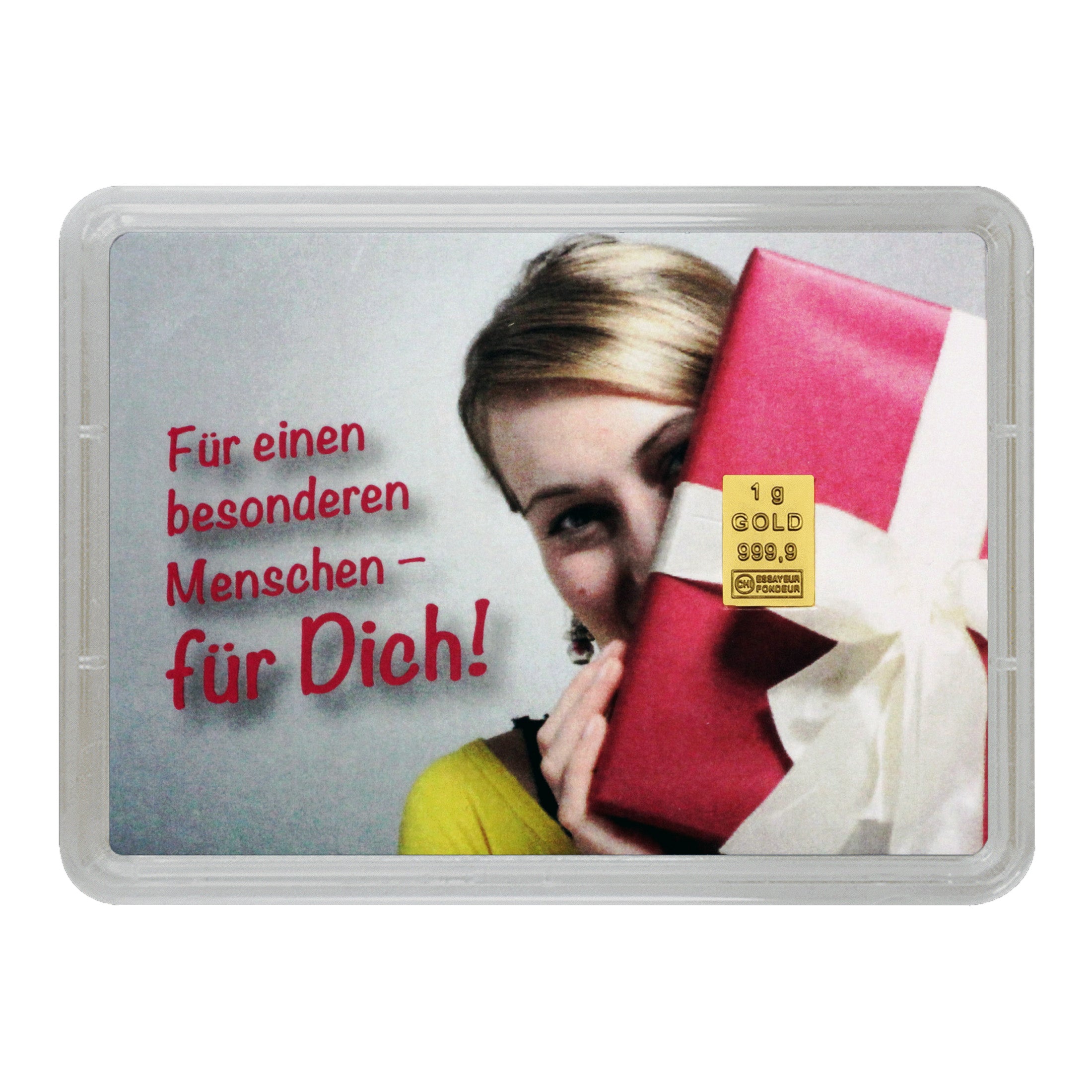 Goldbarren 1g in Geschenk-Motivbox "Für Dich"