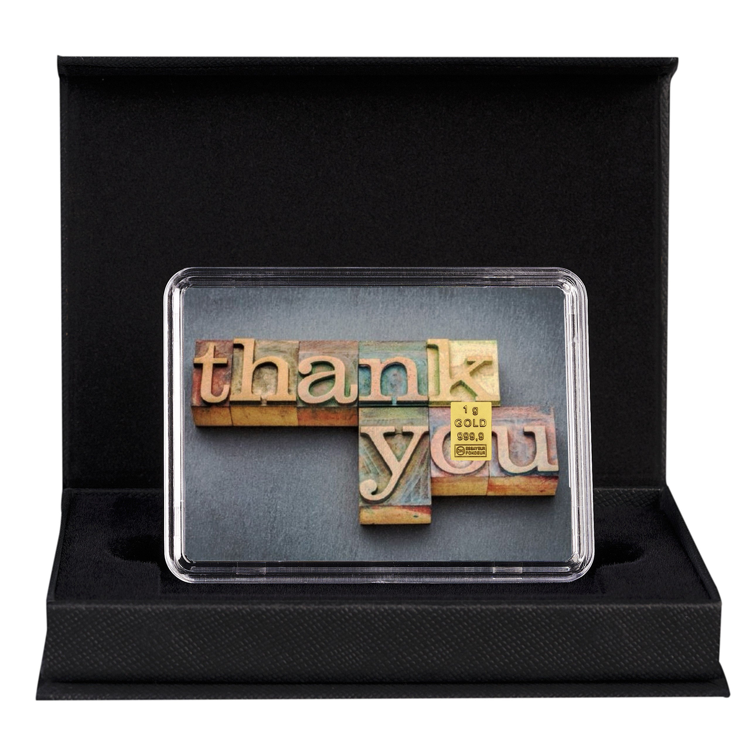 Goldbarren 1g Geschenk Thank You in Geschenkbox