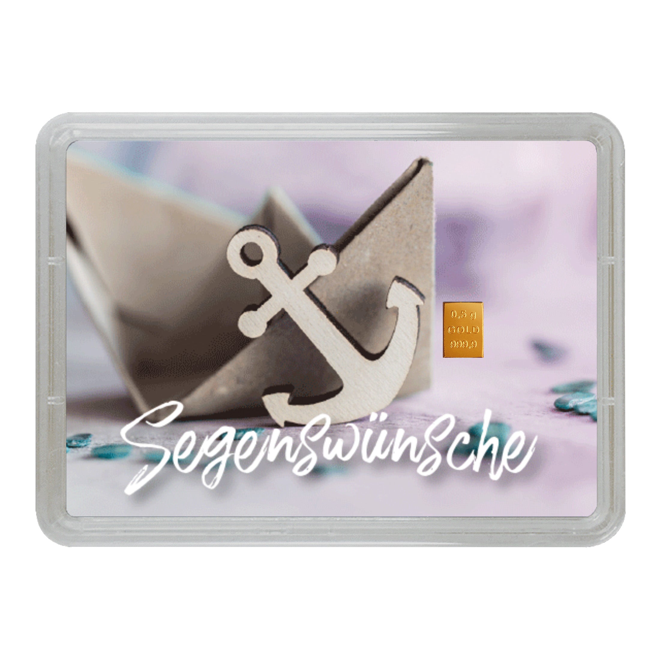 Goldbarren mit Flip-Motivbox "Segenswünsche zur Taufe"