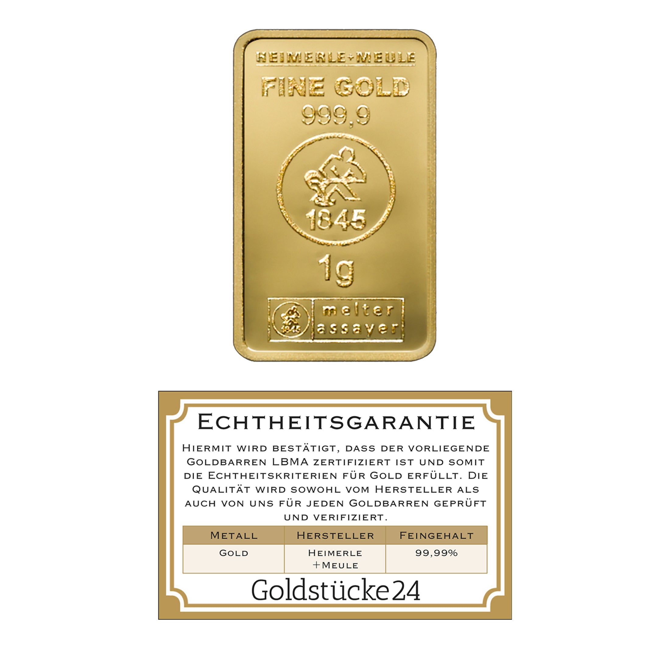 Goldbarren 1g auf hochwertiger Motivkarte "Zur heiligen Kommunion"