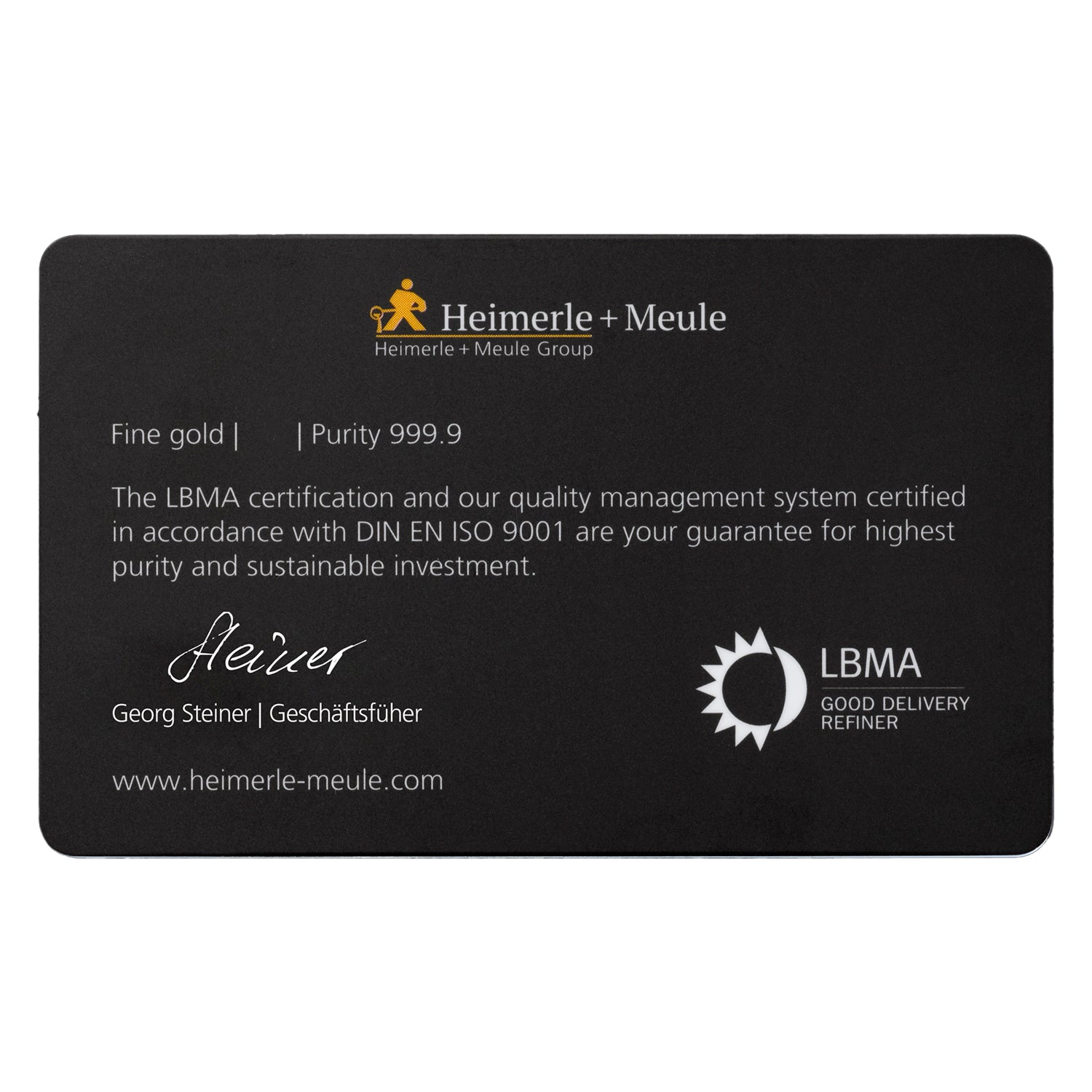 Goldbarren Discover Gold Heimerle + Meule Rückseite