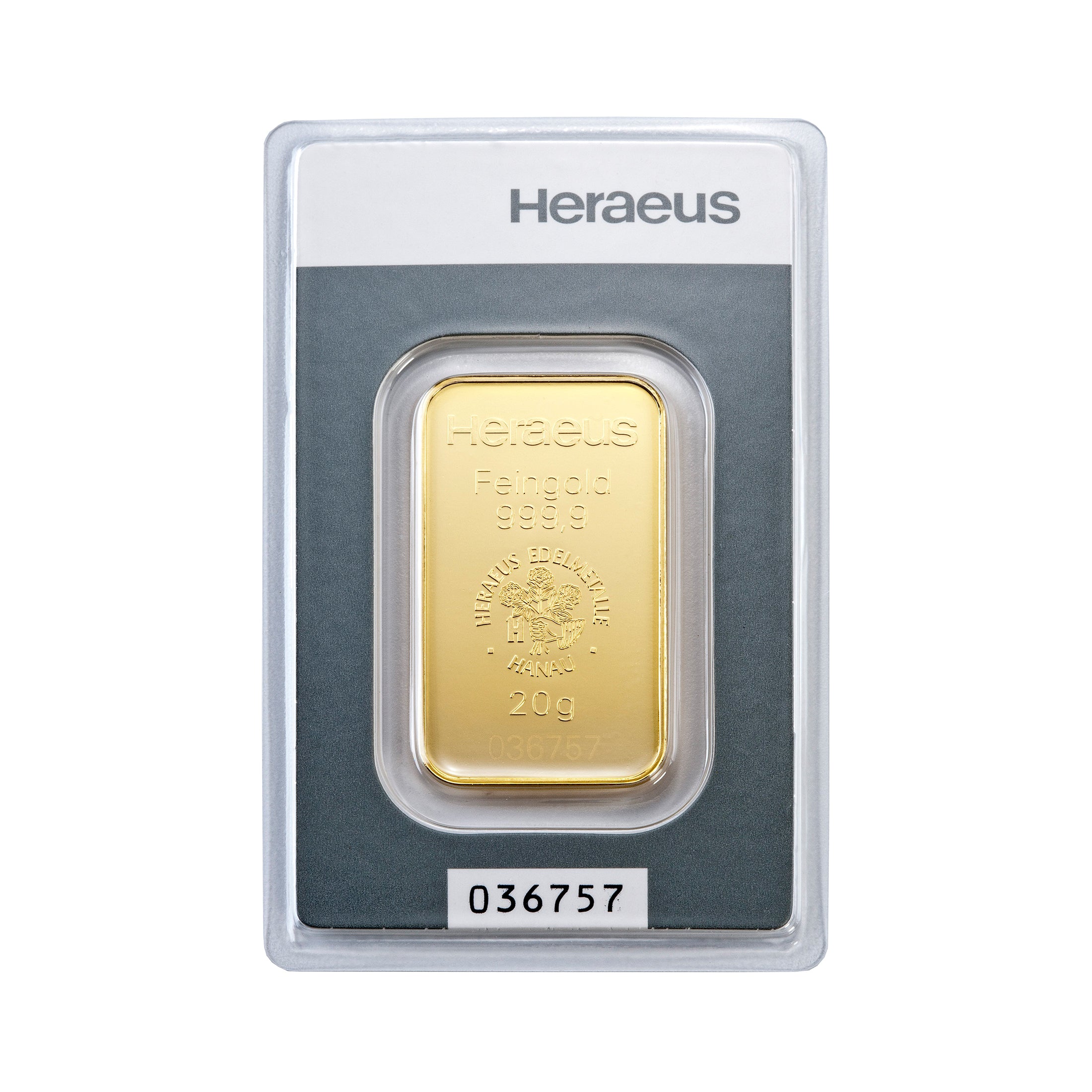 Heraeus 20g Goldbarren im edlen Etui und Grußkarte nach Wahl
