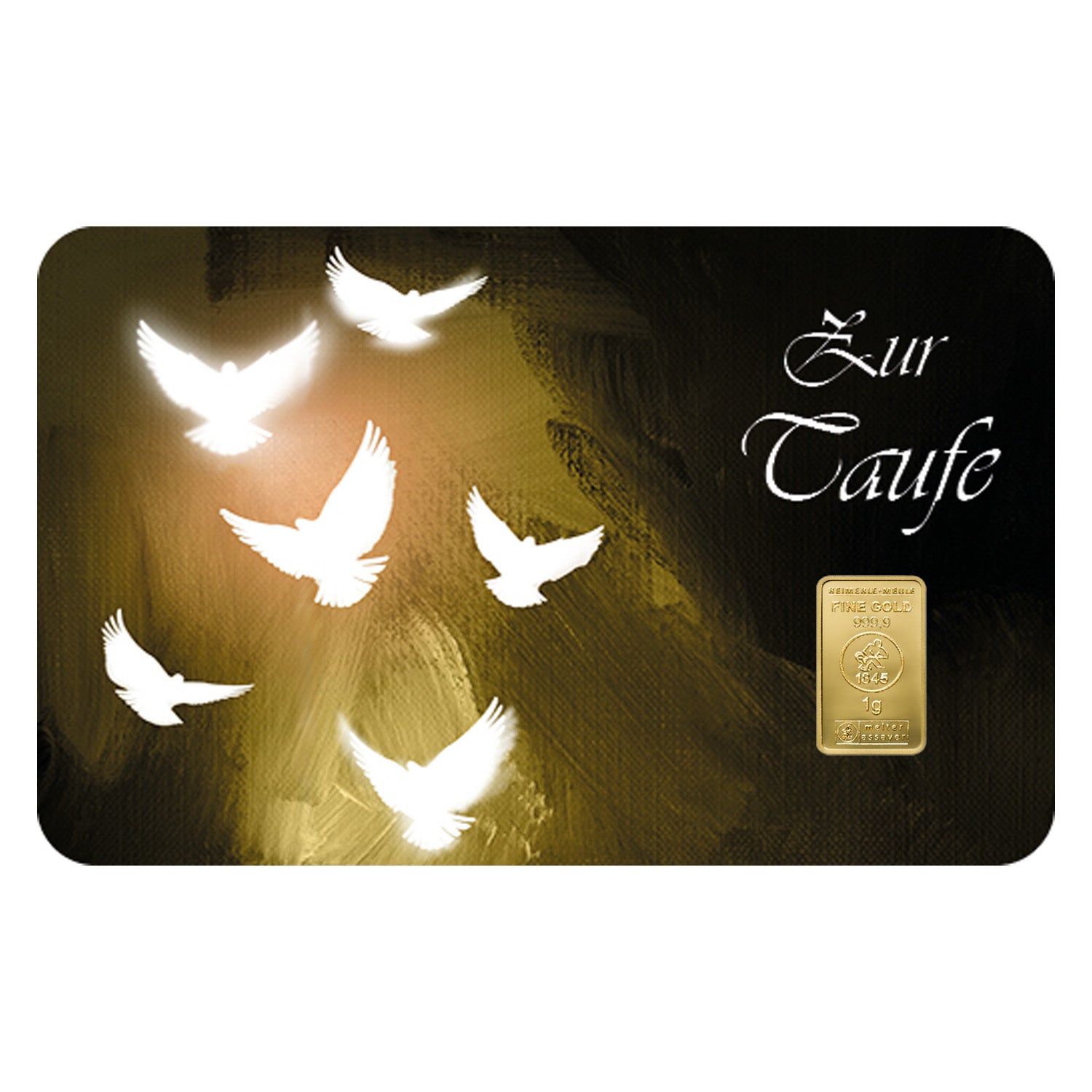 Goldbarren Motivkarte Geschenk zur Taufe