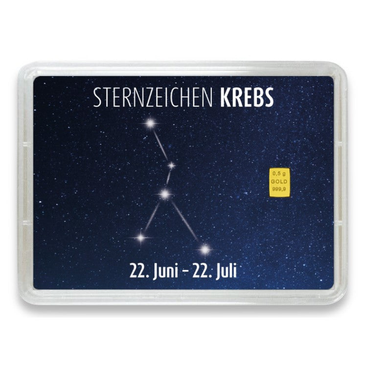 Goldbarren Flip-Motivbox Sternzeichen "Krebs"