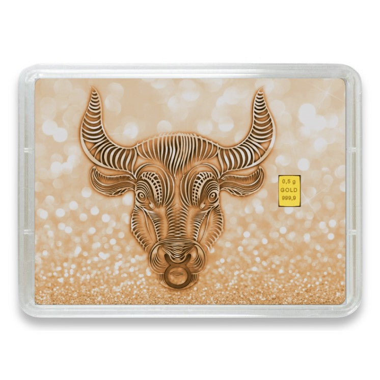 Goldbarren Flip-Motivbox Sternzeichen "Stier"