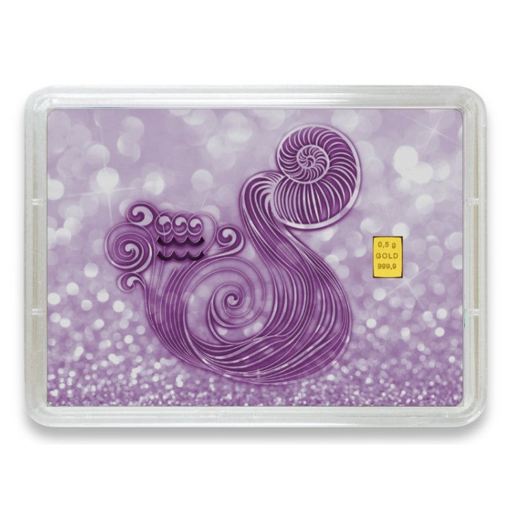 Goldbarren Flip-Motivbox Sternzeichen "Wassermann"