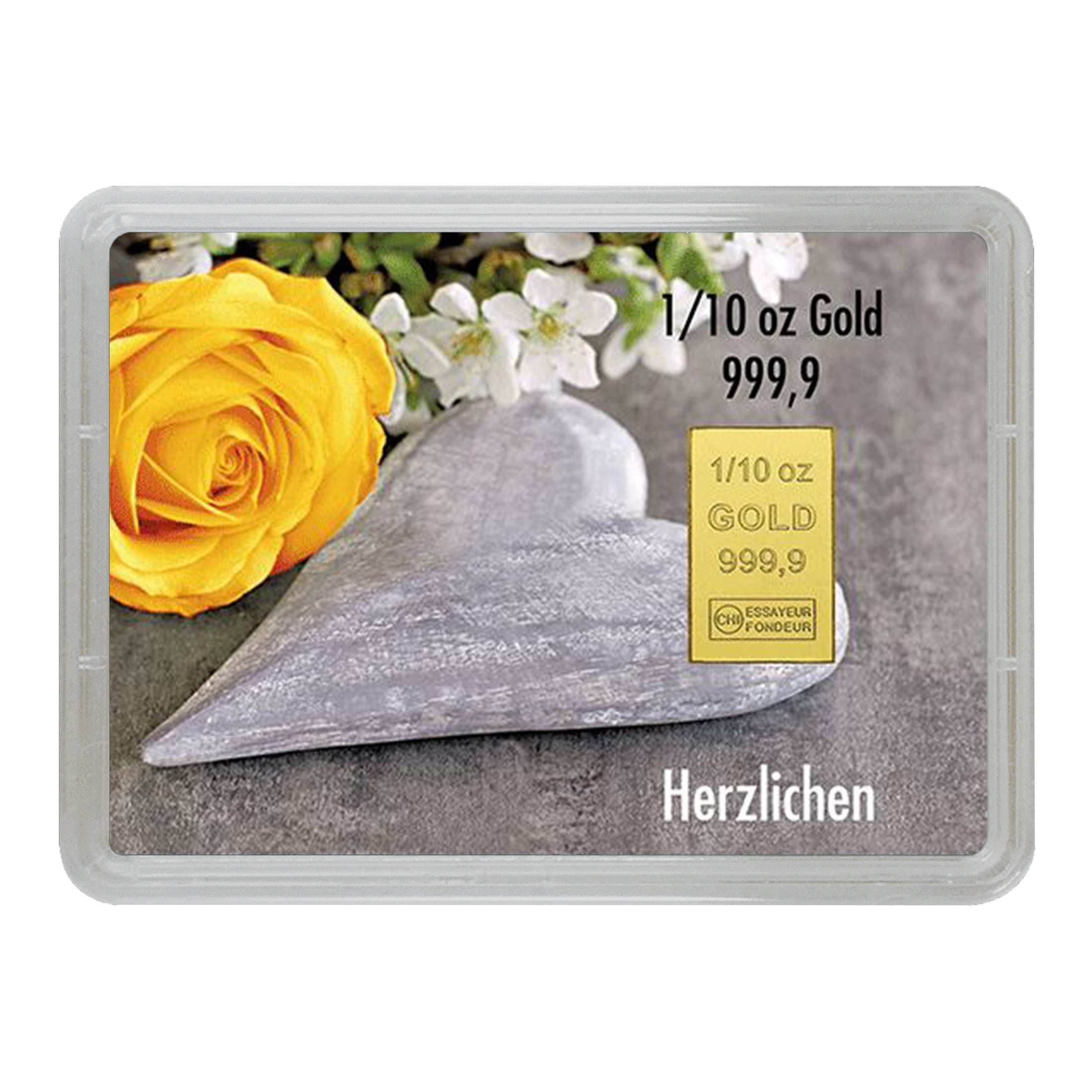Goldbarren mit Flip-Motivbox "Herzlichen Glückwunsch zur Hochzeit"