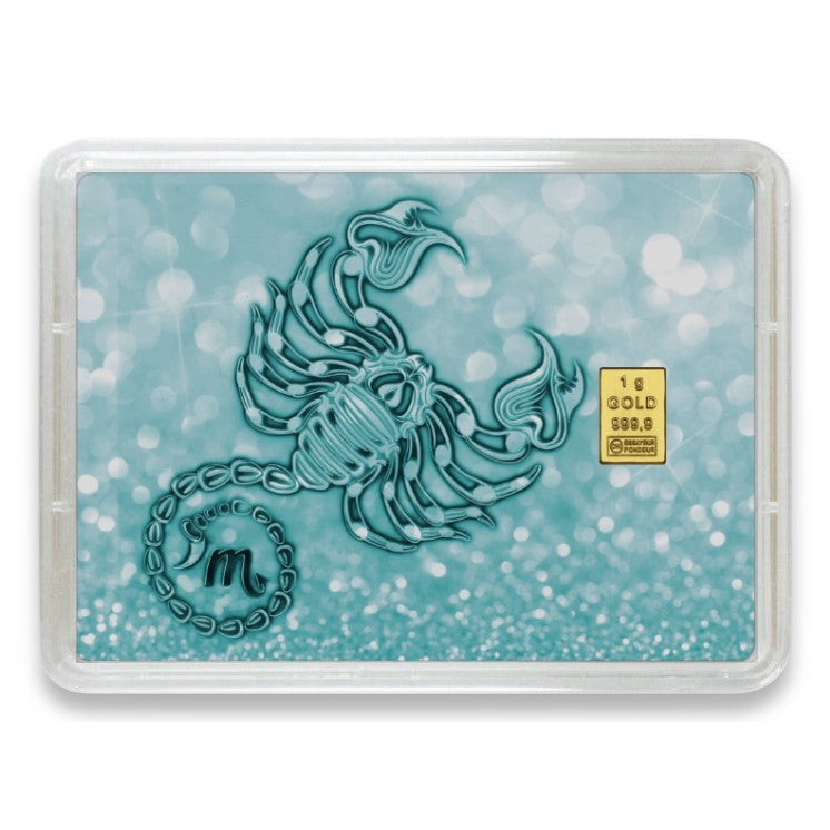 Goldbarren Flip-Motivbox Sternzeichen "Skorpion"