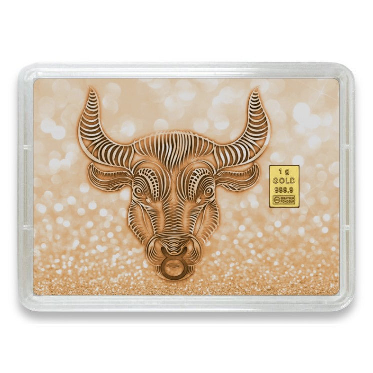 Goldbarren Flip-Motivbox Sternzeichen "Stier"
