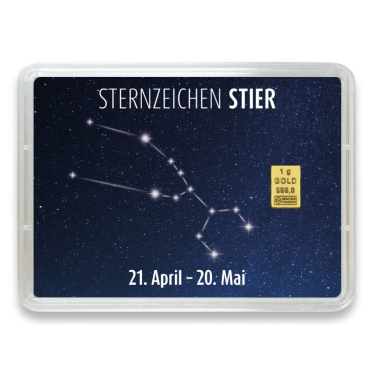 Goldbarren Flip-Motivbox Sternzeichen "Stier"
