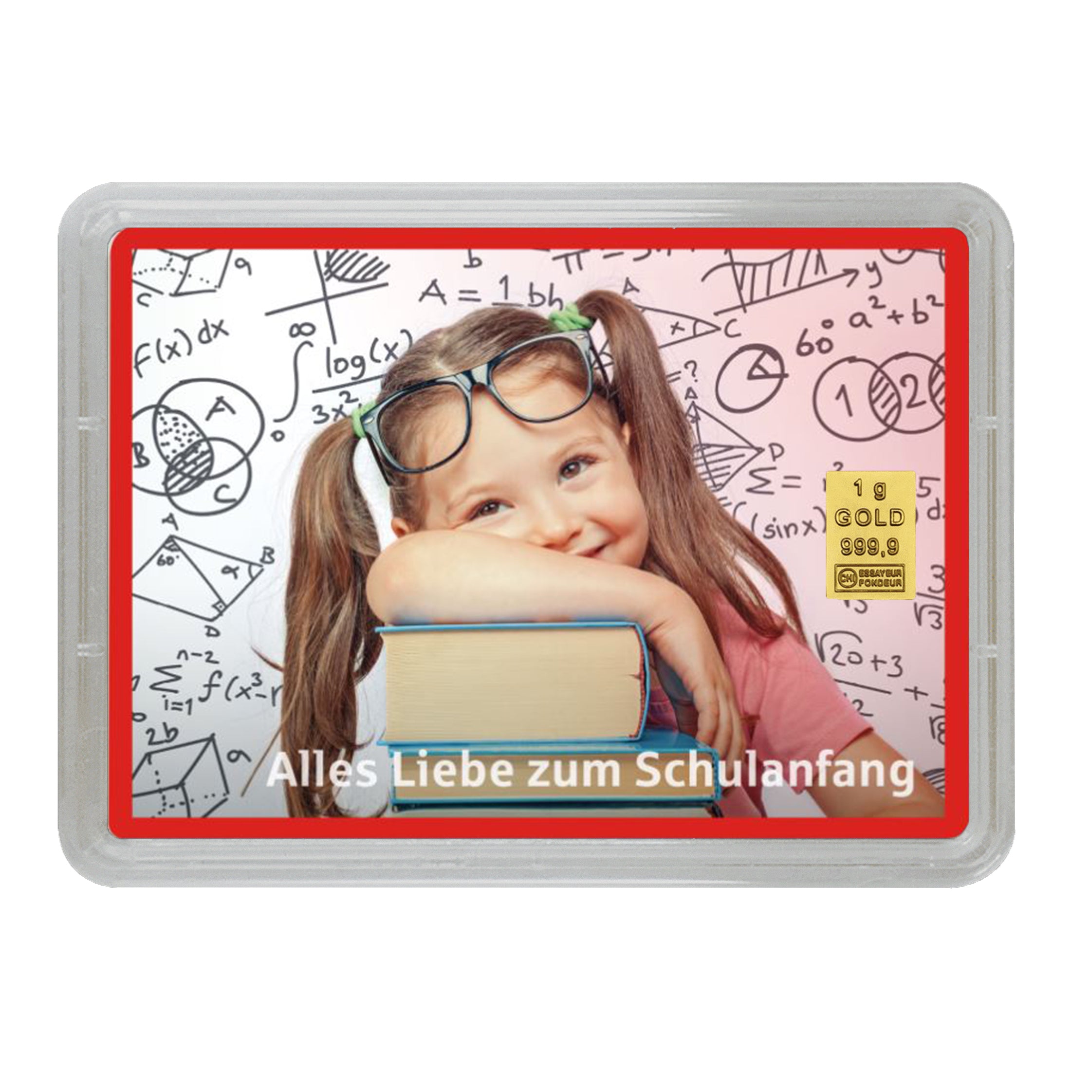 Goldbarren in Geschenk-Motivbox "Alles Liebe zum Schulanfang" - Mädchen