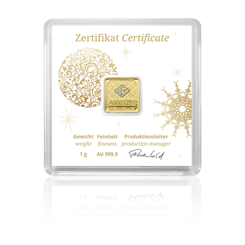 Goldbarren Zertifikat