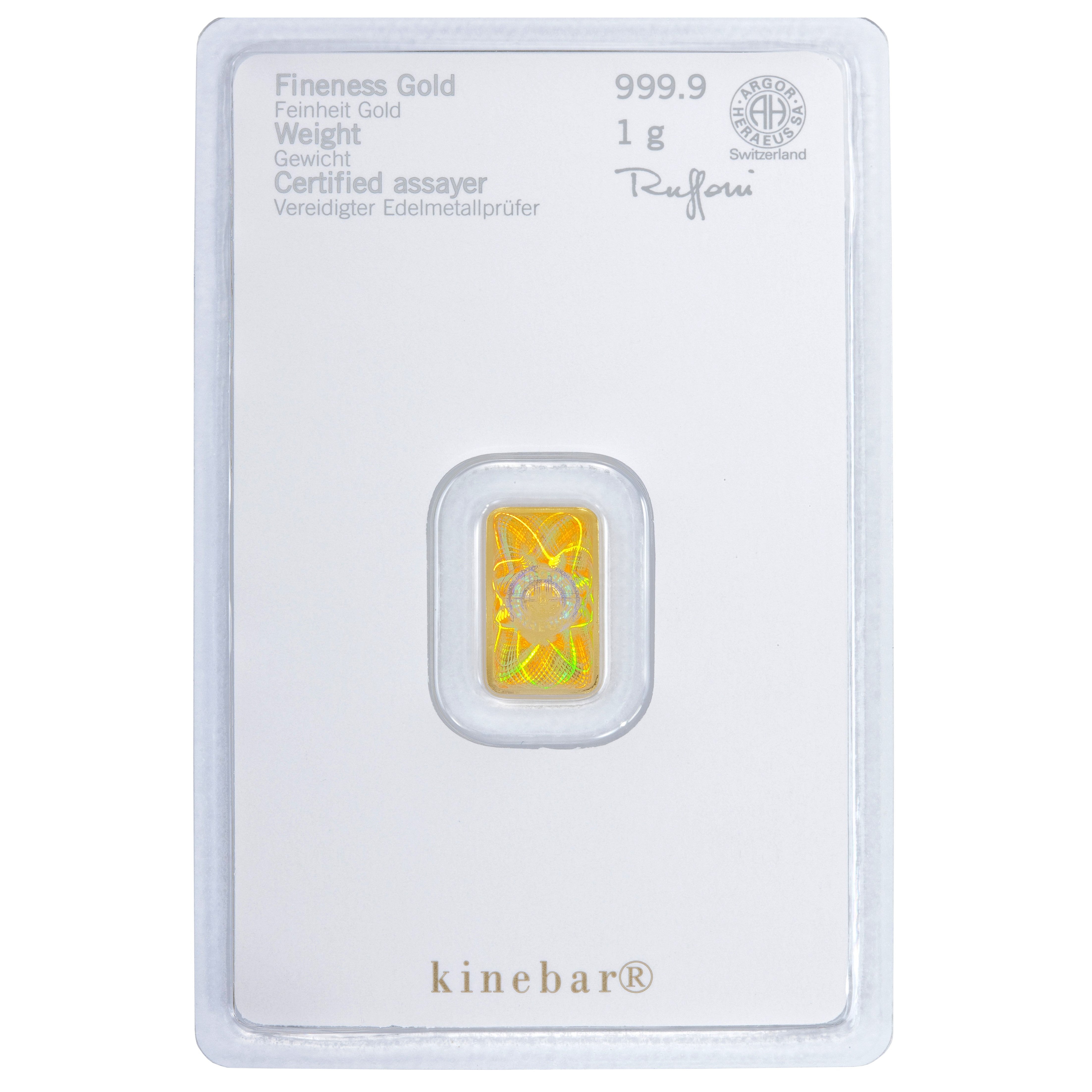 Heraeus 1g Kinebar Goldbarren