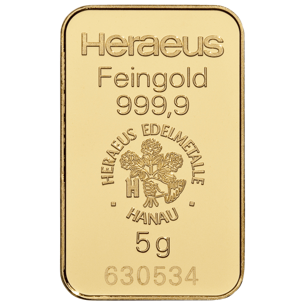 Heraeus 5g Kinebar Goldbarren