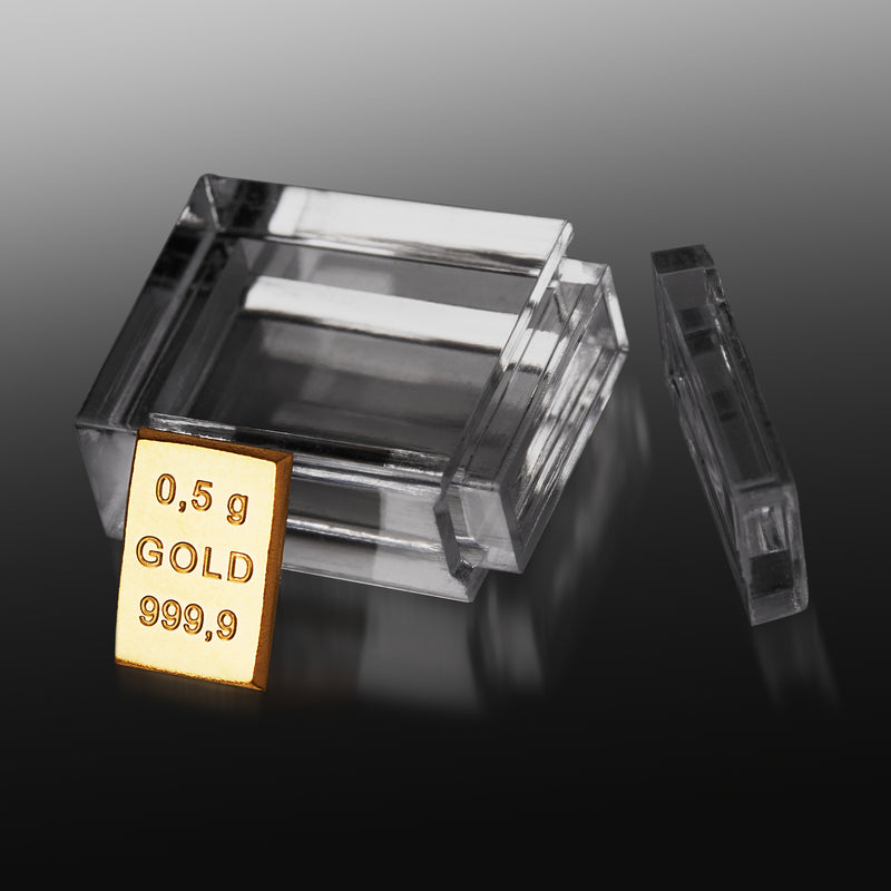 0,5g Goldbarren in hochwertiger Acrylglaskapsel