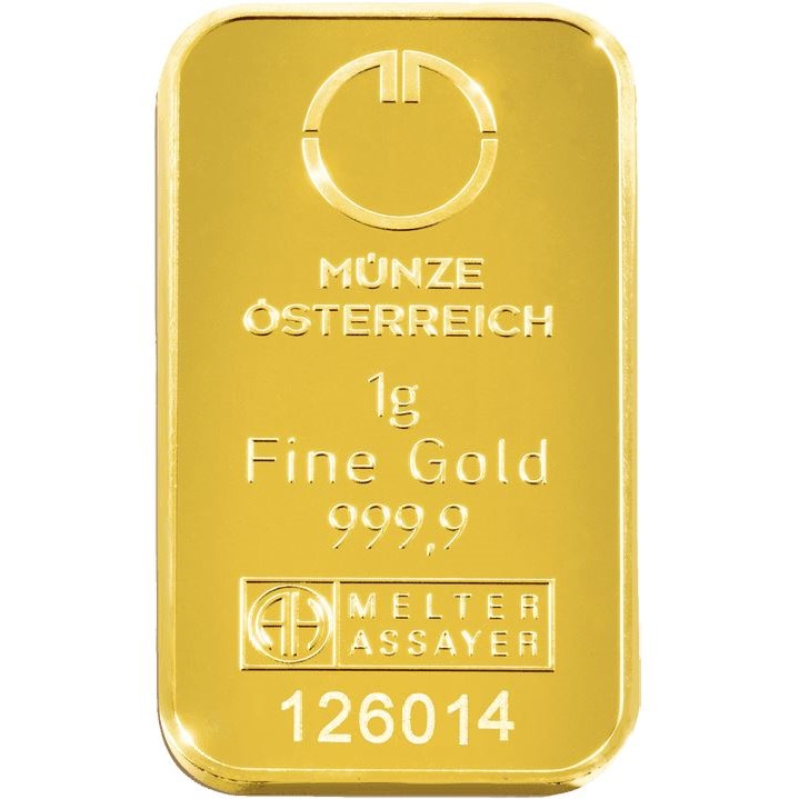 Münze Österreich 1g Kinebar Goldbarren