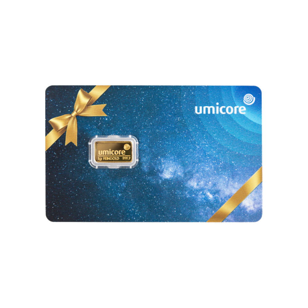 Umicore Goldbarren als Geschenkkarte mit Geschenkmotiv
