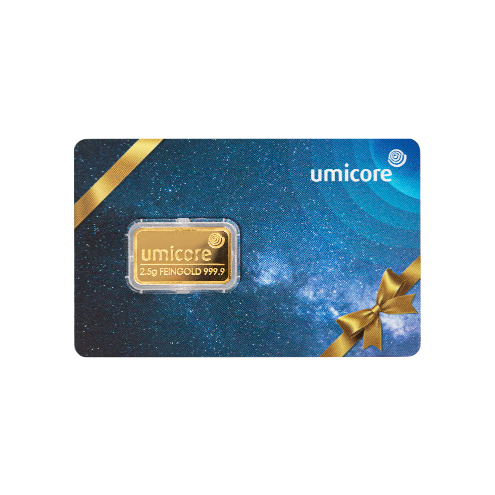 Umicore Goldbarren als Geschenkkarte mit Geschenkmotiv
