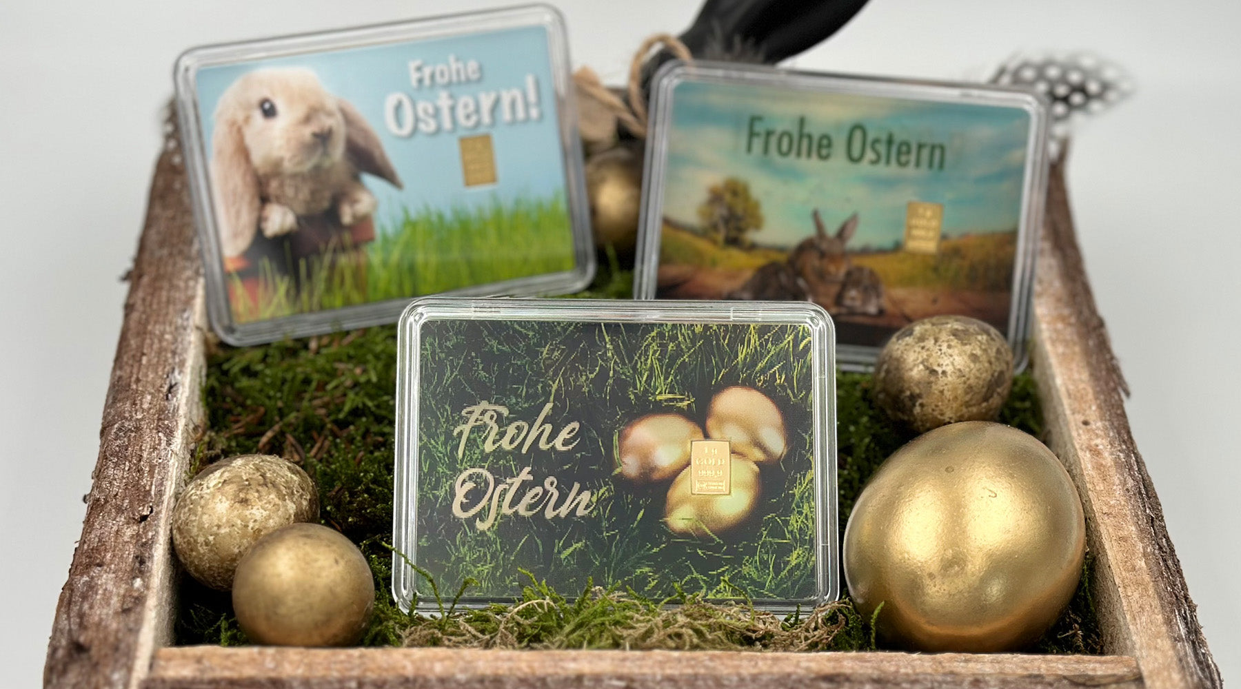 Gold zu Ostern verschenken Osterhase Ostereier