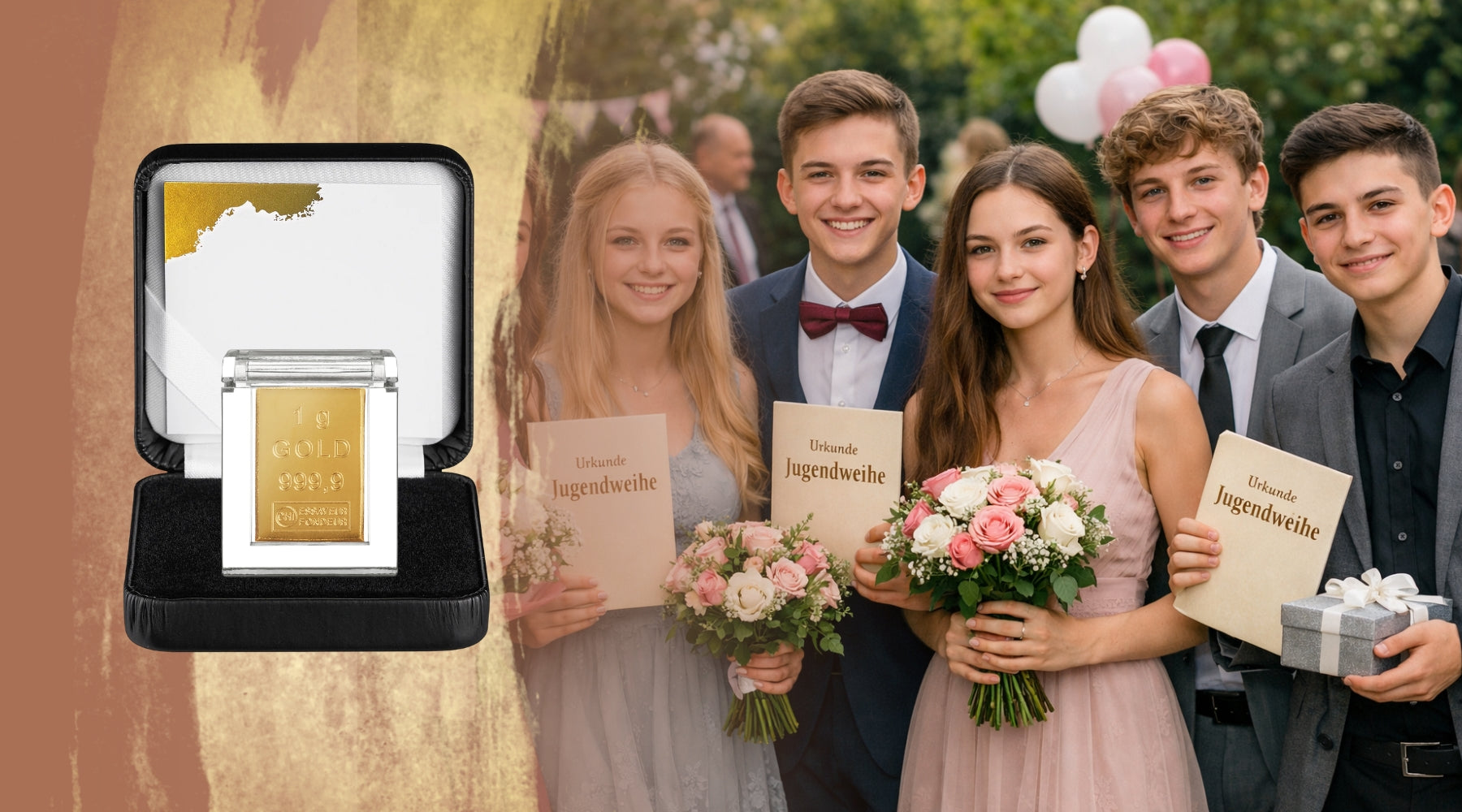 Goldgeschenk zur Jugendweihe - Goldbarren im Etui