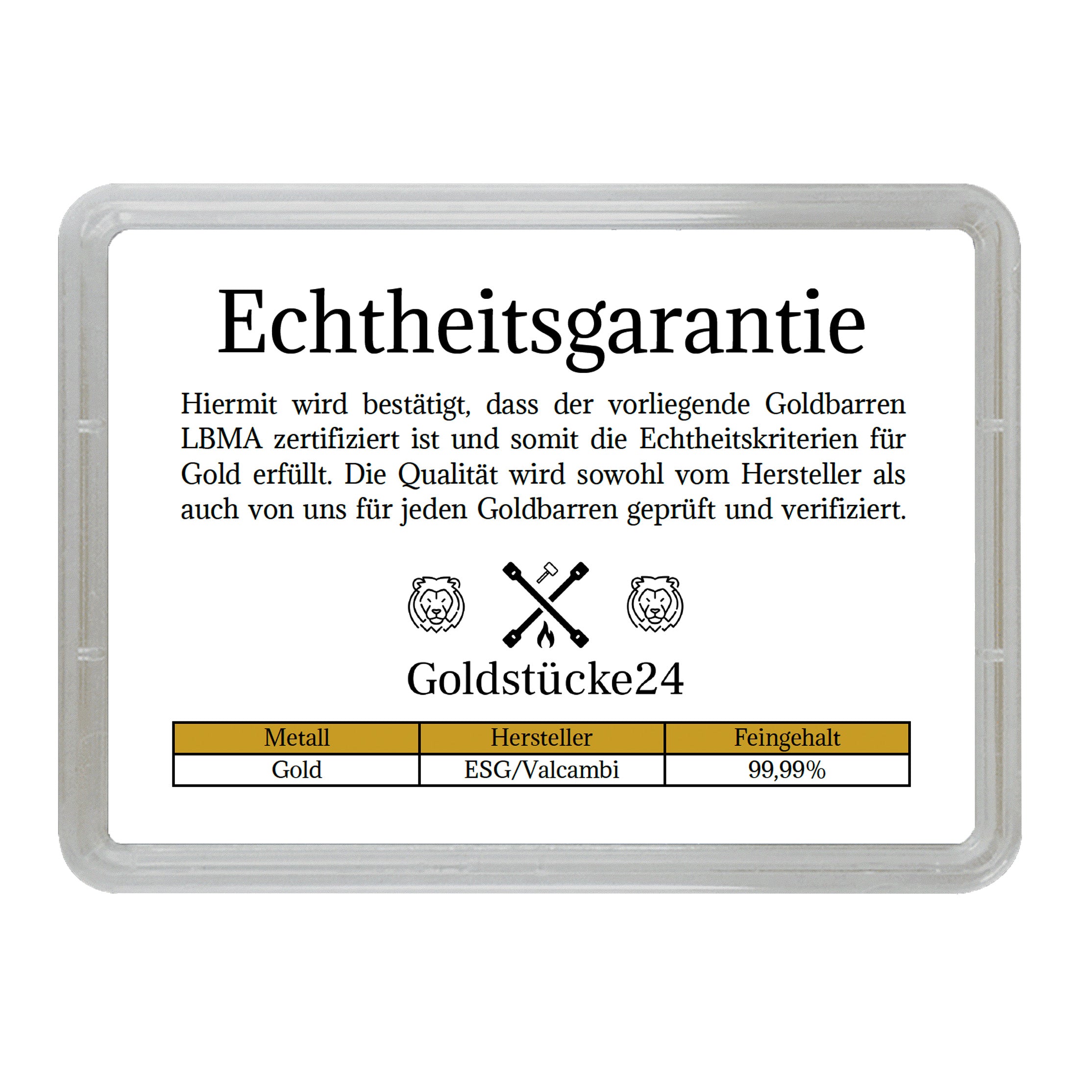 Goldbarren 1g in Geschenk-Motivbox "Es kommt von Herzen"