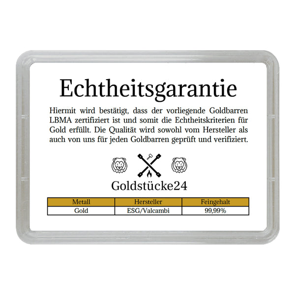 Goldbarren 1g in Geschenk-Motivbox "Schulanfang" - Einschulung - Schultüte