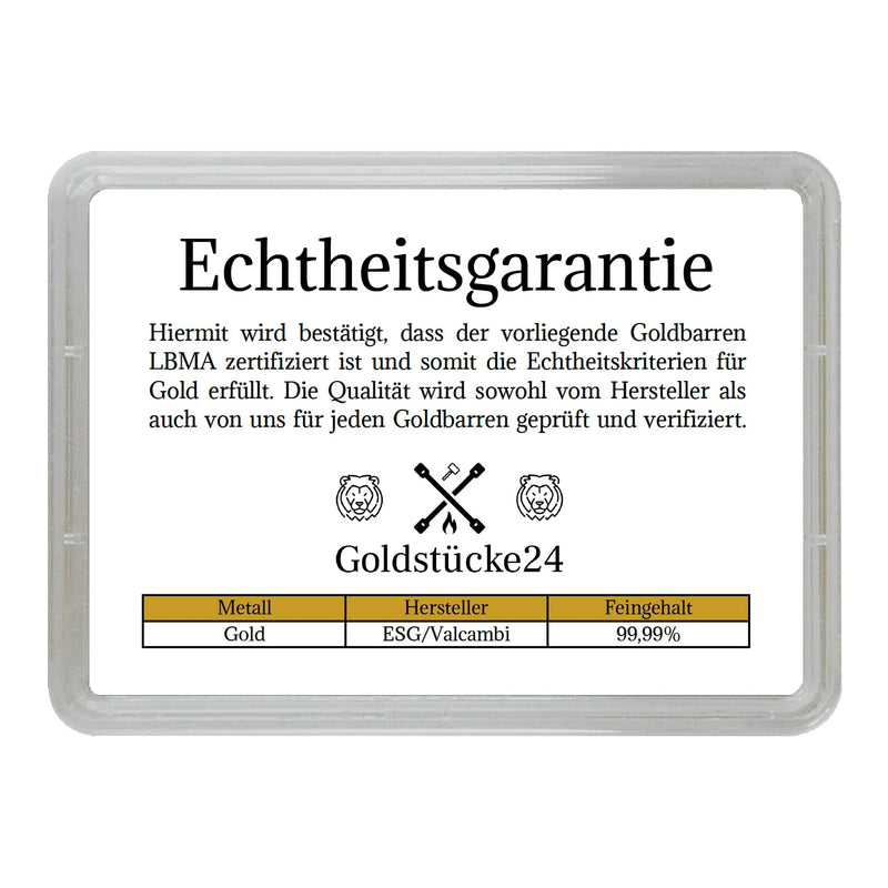 Goldbarren mit Flip-Motivbox "Frohe Ostern - 3 Hasen" in schwarzer Geschenkbox