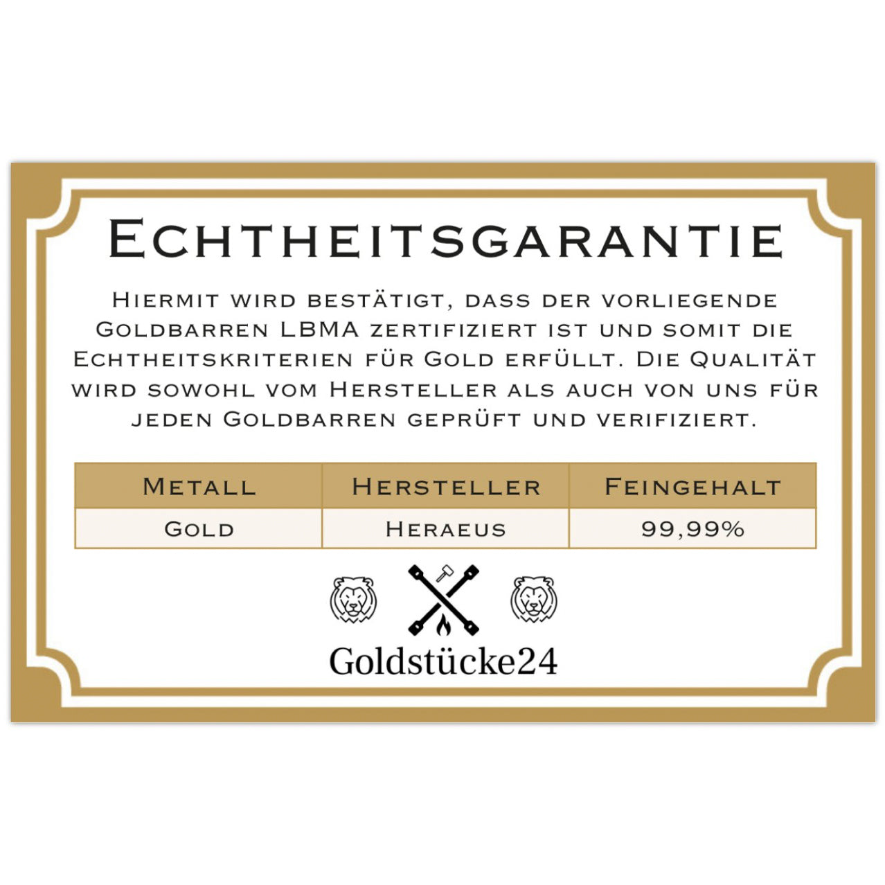 1g Goldbarren Heraeus in hochwertiger Kapsel und Grußkarte nach Wahl