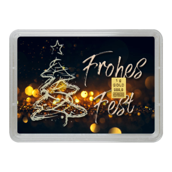 Goldbarren Flip-Motivbox "Frohes Fest" Weihnachten