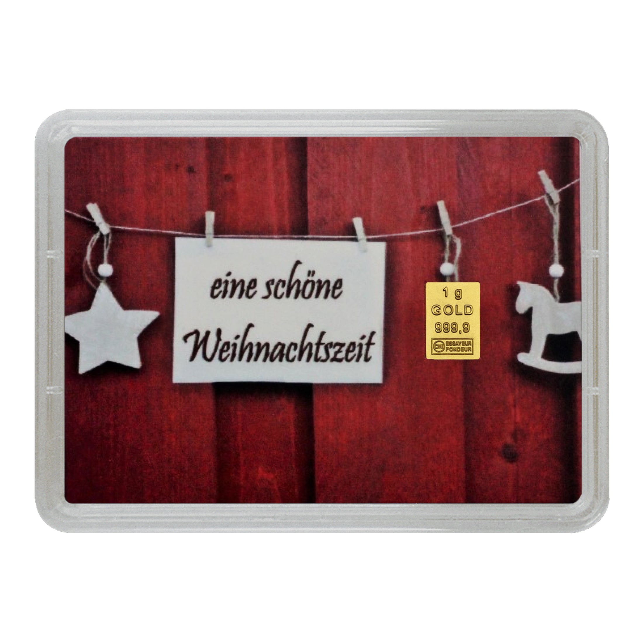 Goldbarren 1g in Geschenk-Motivbox "Eine schöne Weihnachtszeit"