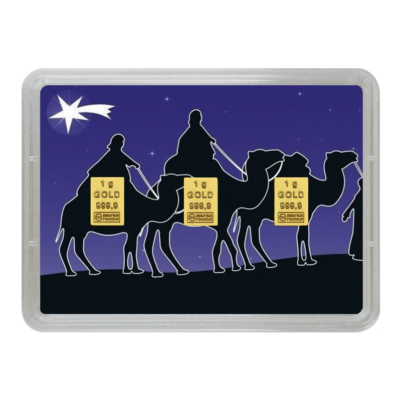 Goldbarren mit Flip-Motivbox "Heilige drei Könige"