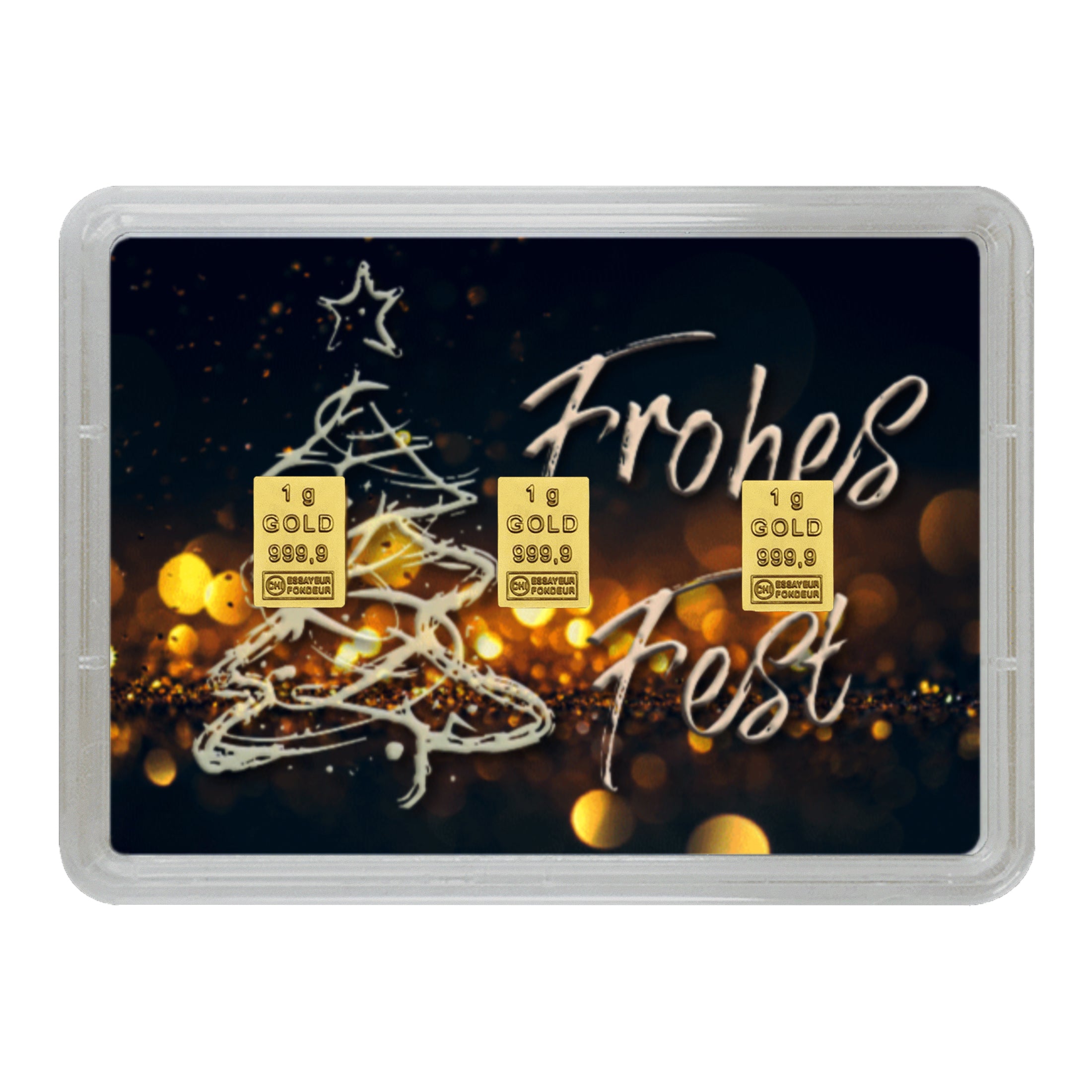 Goldbarren Flip-Motivbox "Frohes Fest" Weihnachten