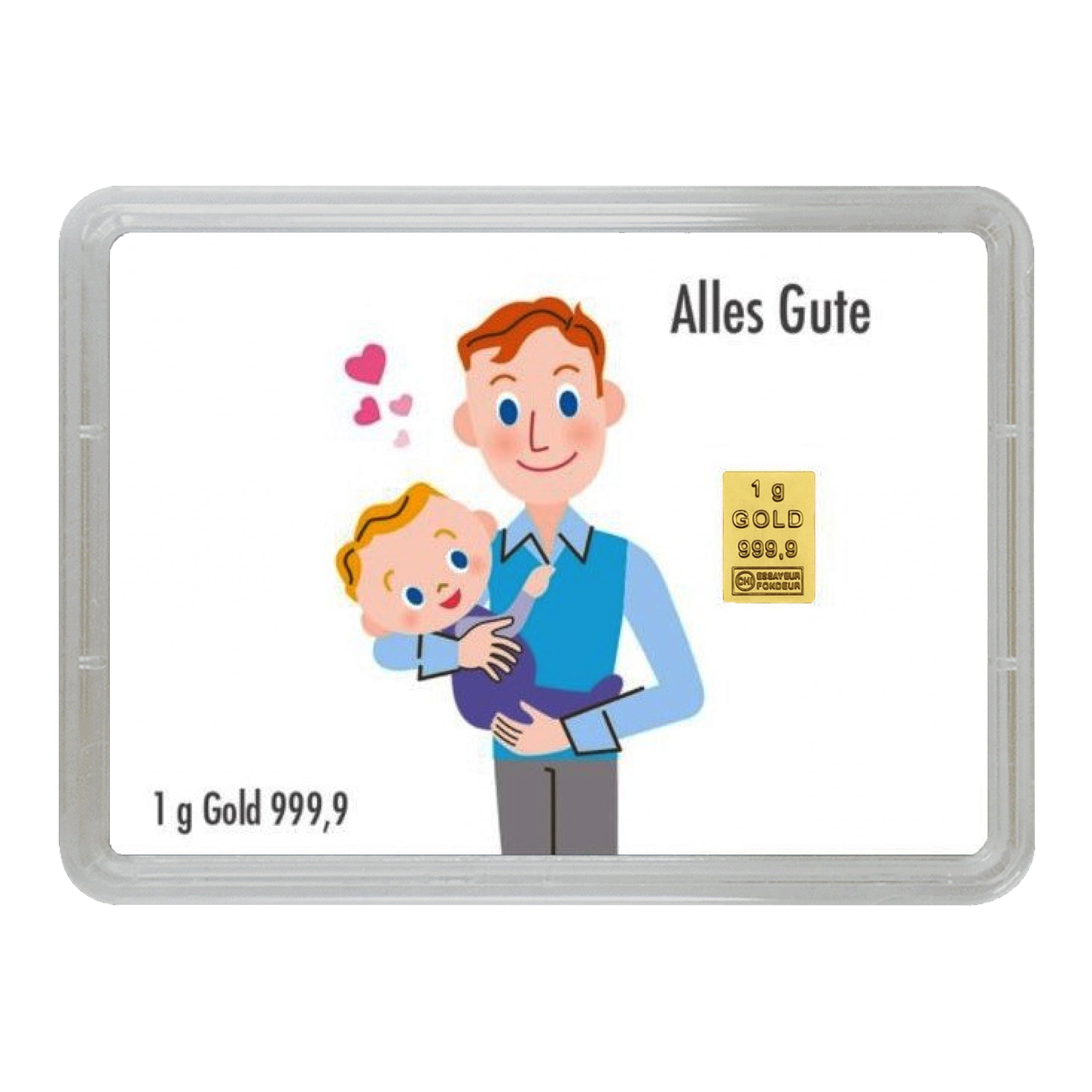 Goldbarren mit Flip-Motivbox "Alles Gute zur Taufe"