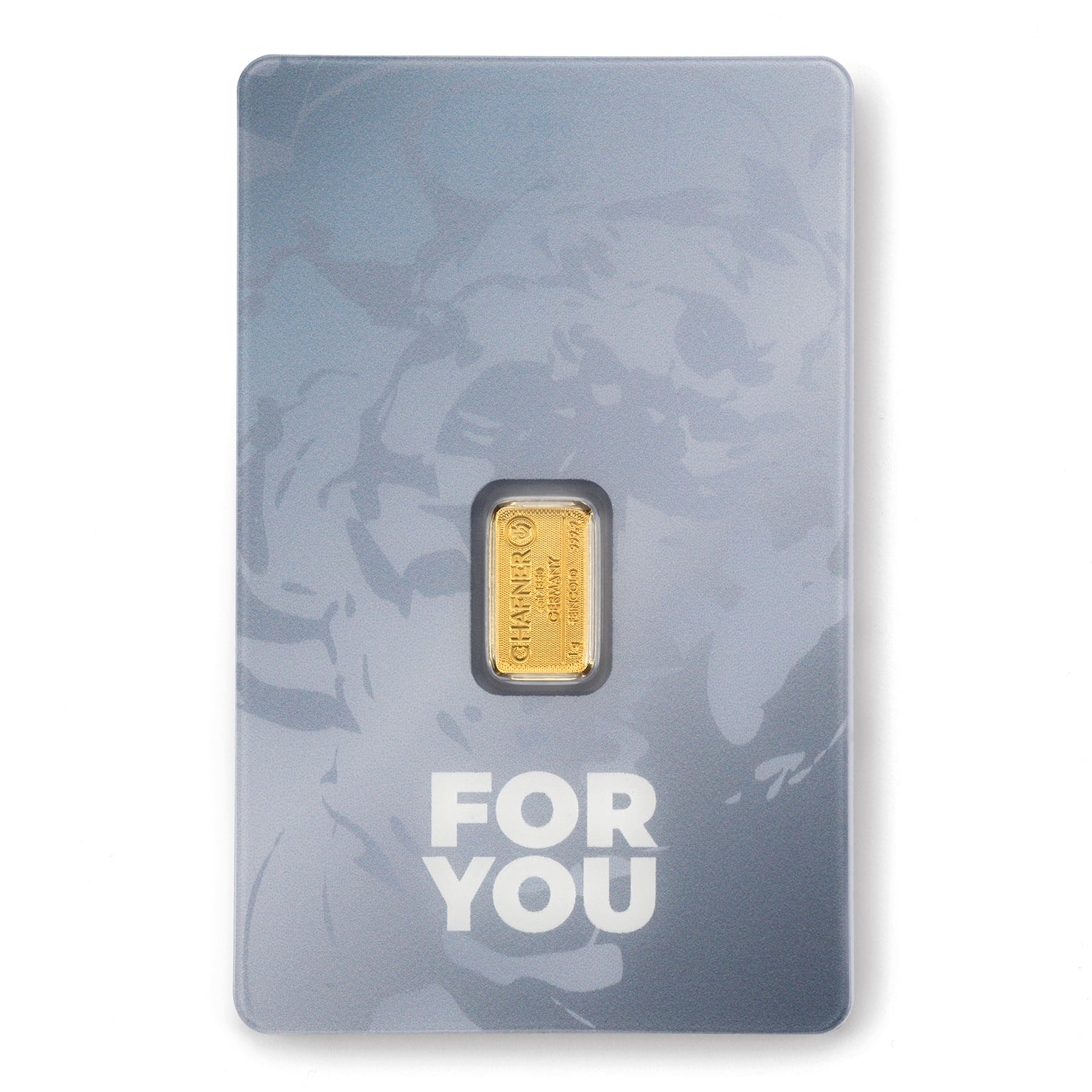 1g Goldbarren von C.Hafner im Blister mit „FOR YOU“-Design – edles Geschenk aus Feingold für besondere Anlässe