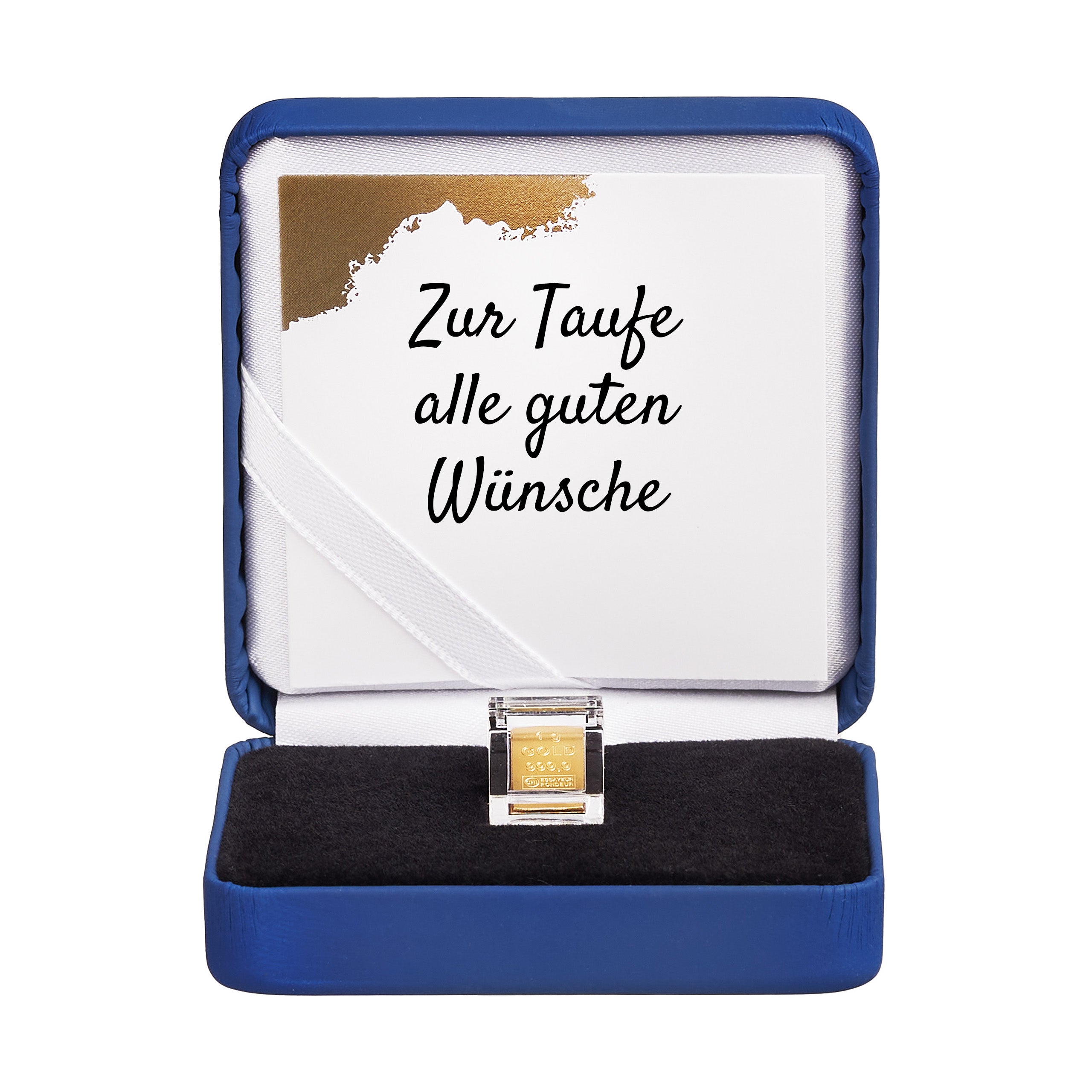 Taufgeschenk Gold im hochwertigen Etui blau