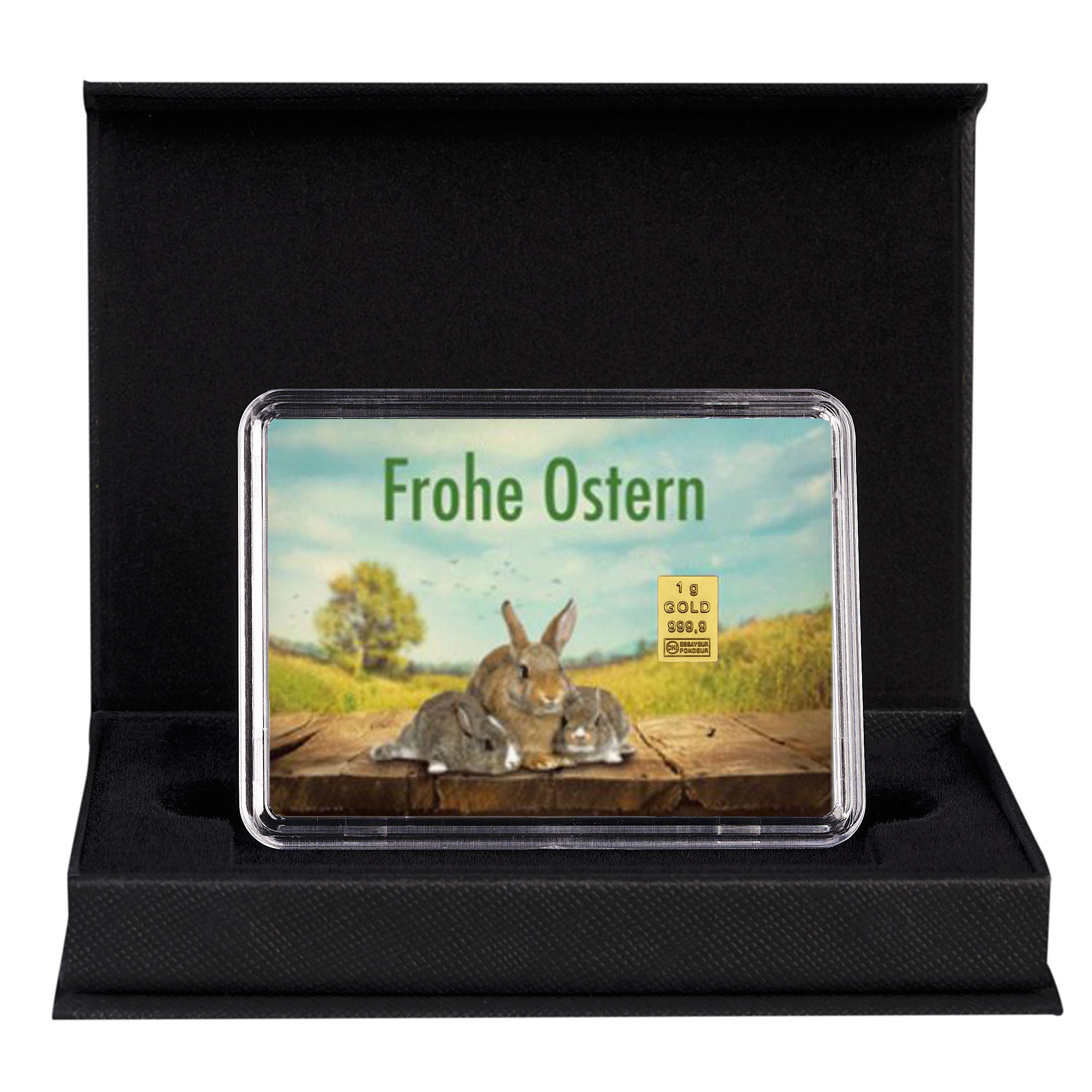 Frohe Ostern Osterhasen Geschenk aus Gold