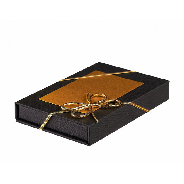 Goldbarren Motivbox "Frohe Weihnachten" Weihnachtsstiefel in schwarzer Geschenkbox