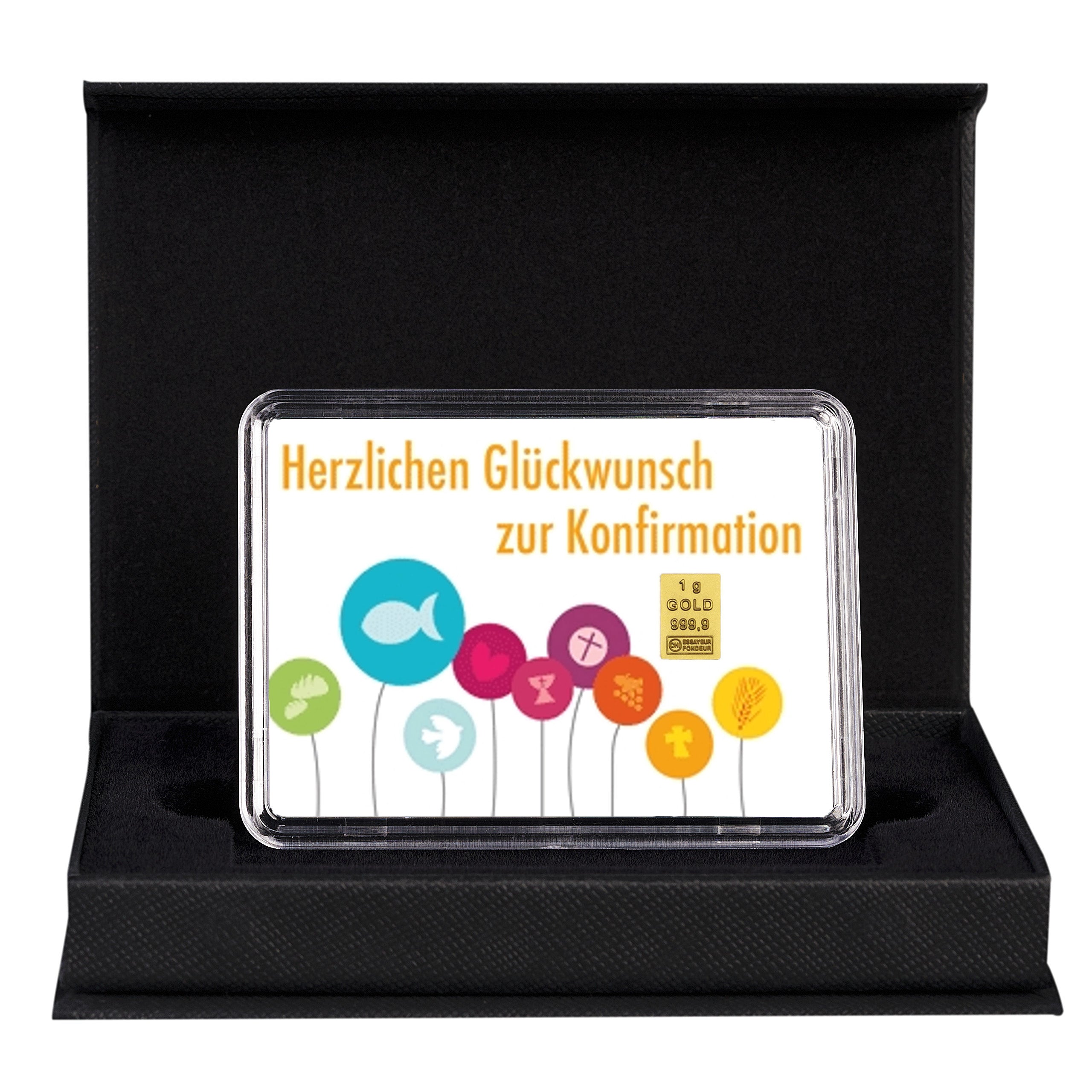 Gold zur Konfirmation im schwarzen Etui verschenken