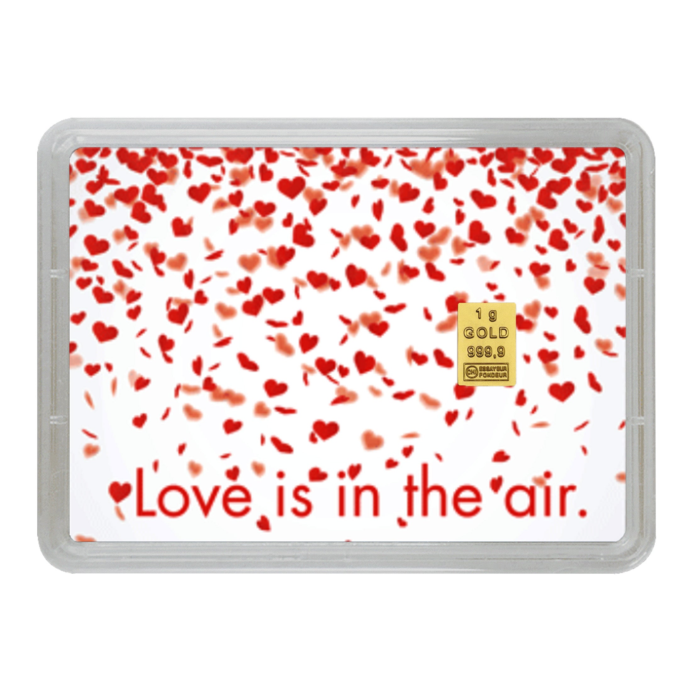 Goldbarren 1g mit Flip-Motivbox "Love is in the air"