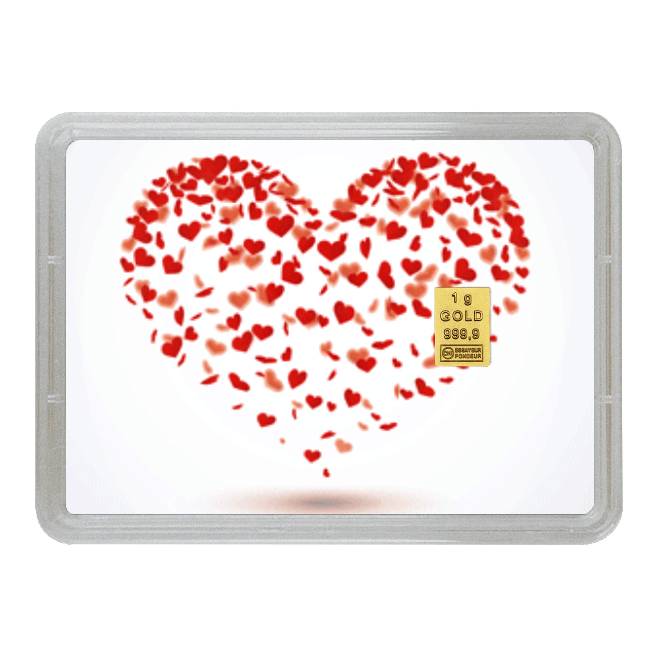 Goldbarren 1g mit Flip-Motivbox "Love is in the air"