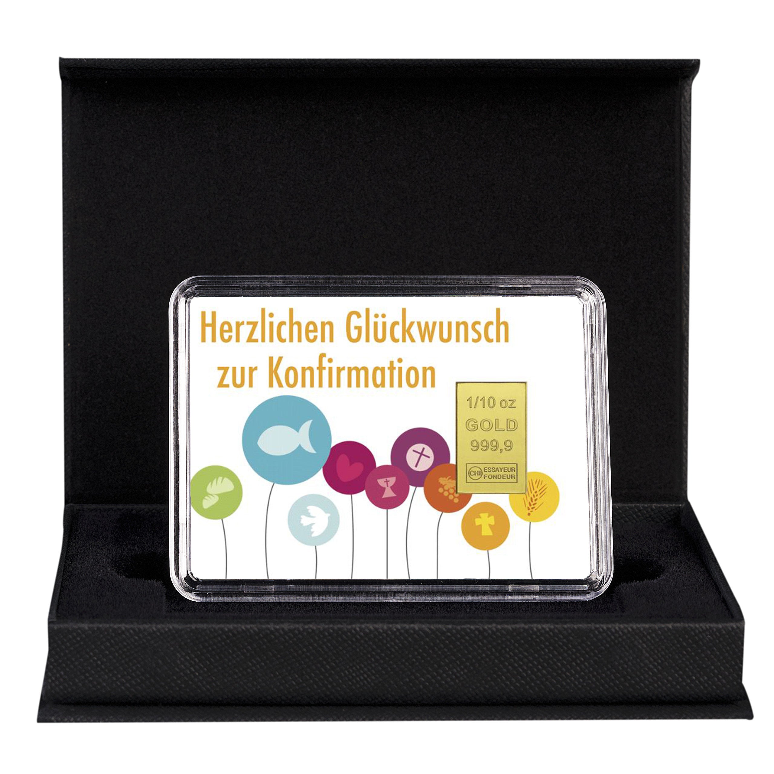 Goldbarren in Geschenkverpackung zur Konfirmation verschenken