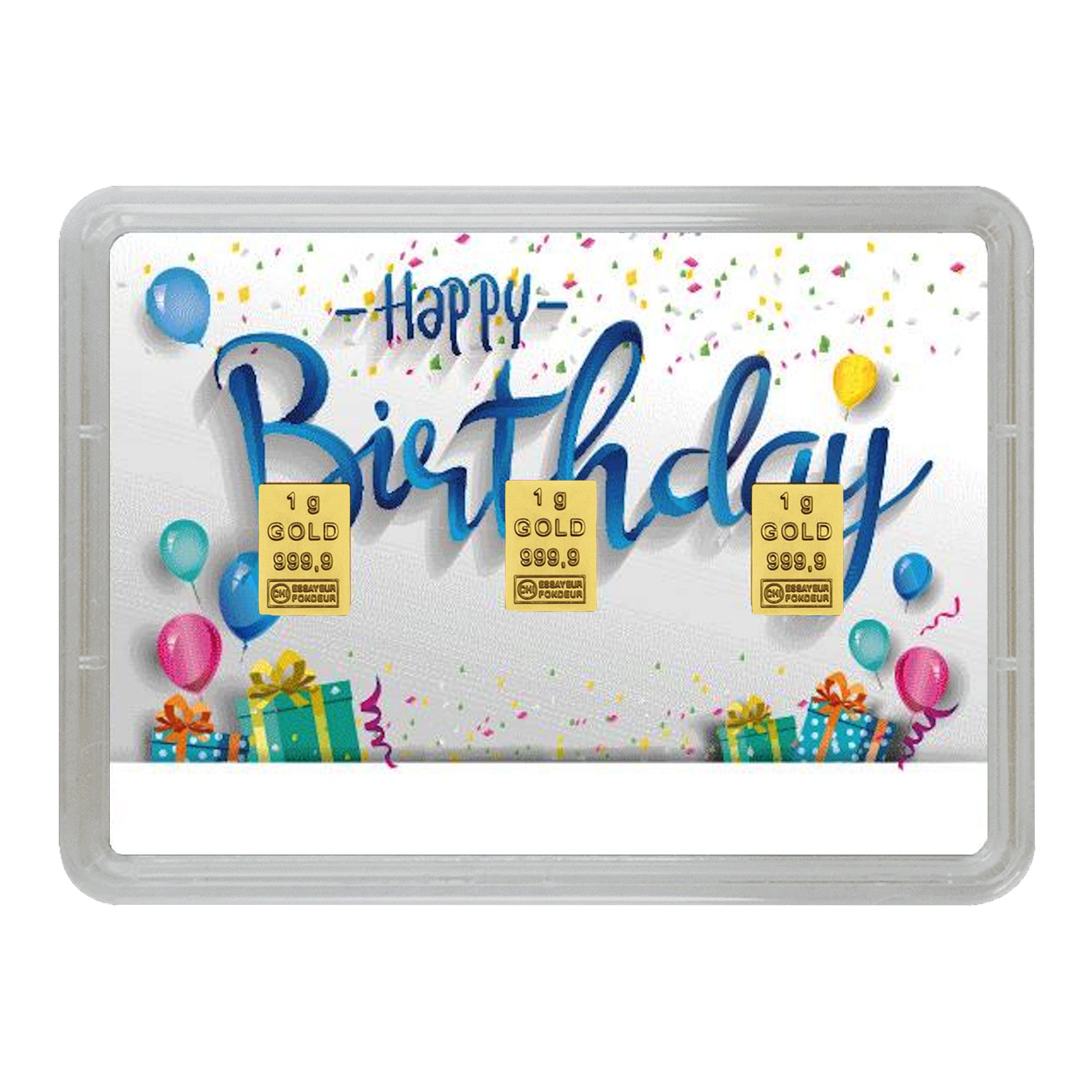 Goldbarren mit Flip-Motivbox "Happy Birthday zum Geburtstag"