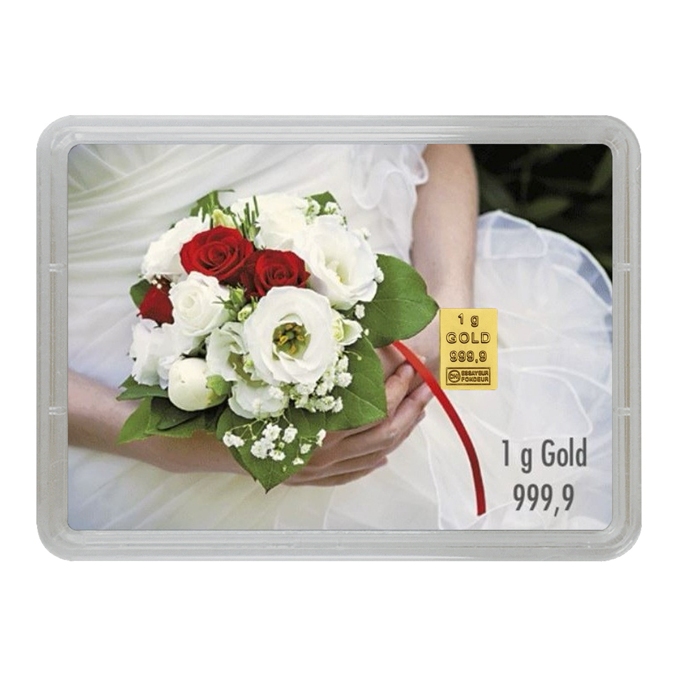 Goldbarren zur Hochzeit Motiv Blumen