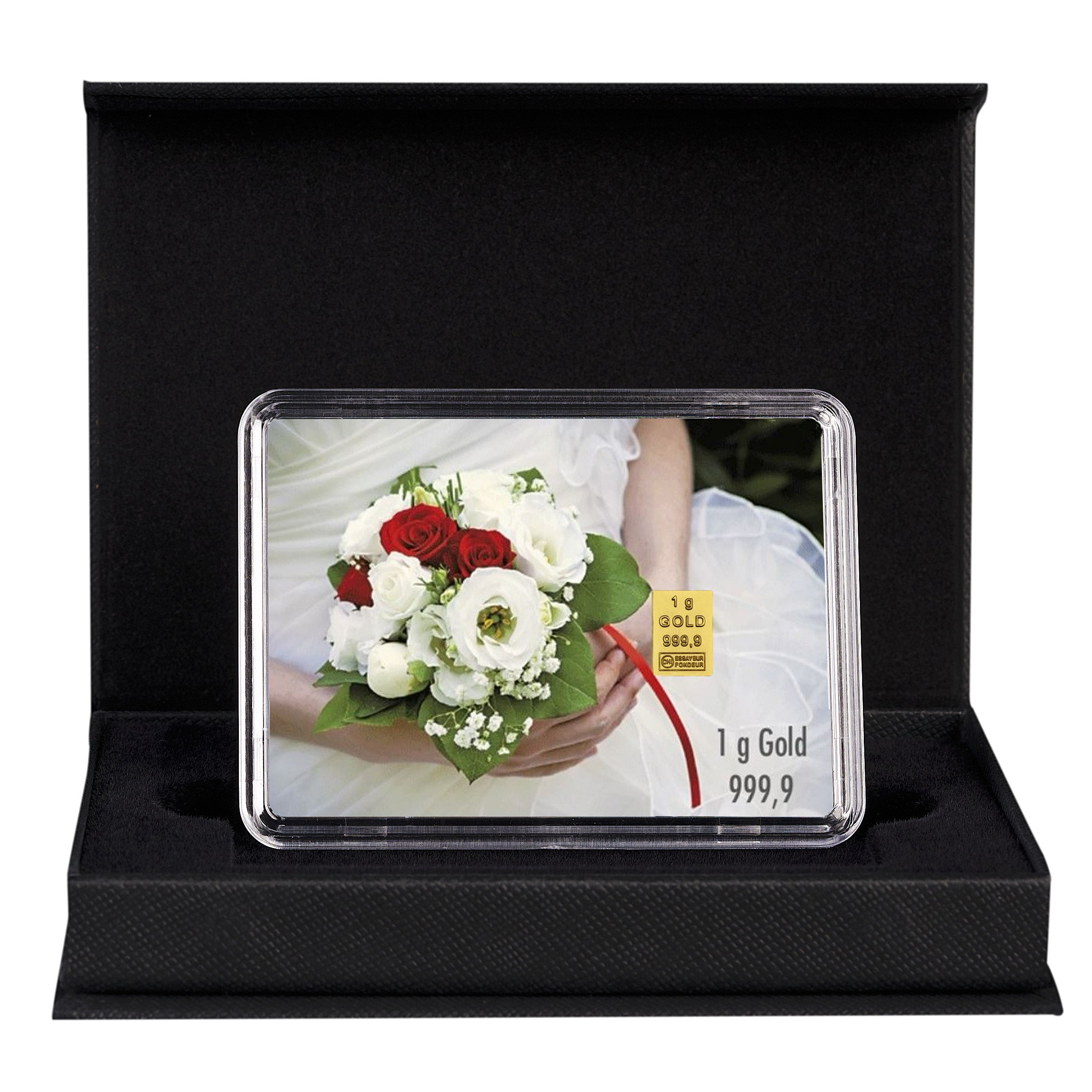Goldgeschenk zur Hochzeit Blumenstrauß