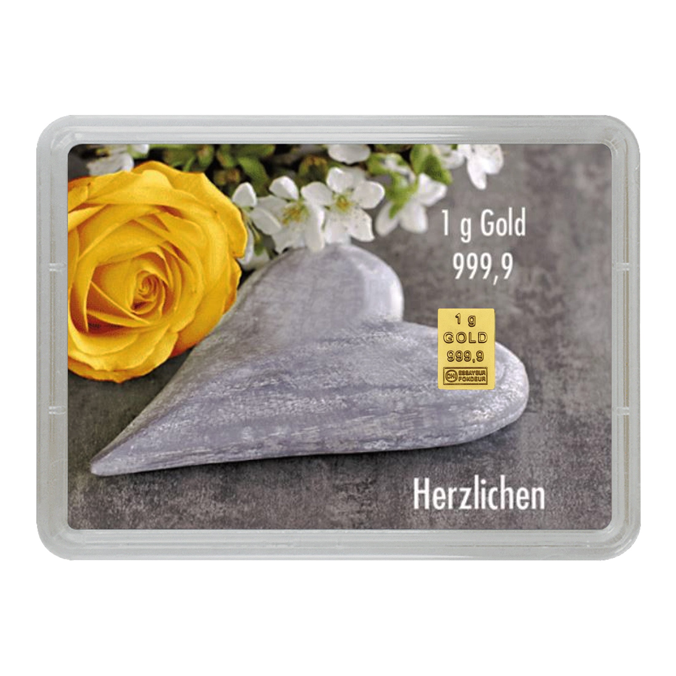 Goldbarren mit Flip-Motivbox "Herzlichen Glückwunsch zur Hochzeit"