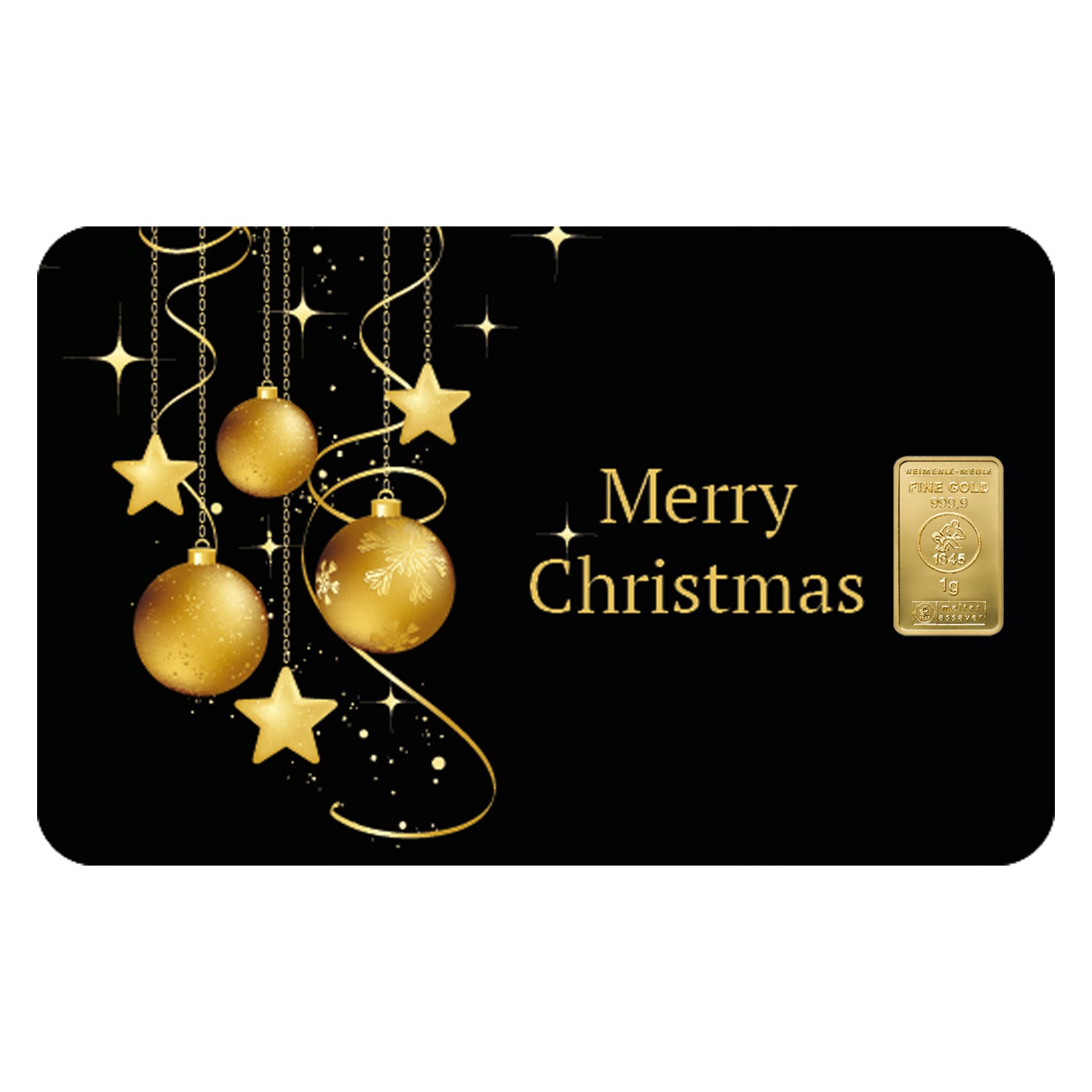 Weihnachtsmotivkarte mit Goldbarren – festliches Geschenk in Schwarz-Gold